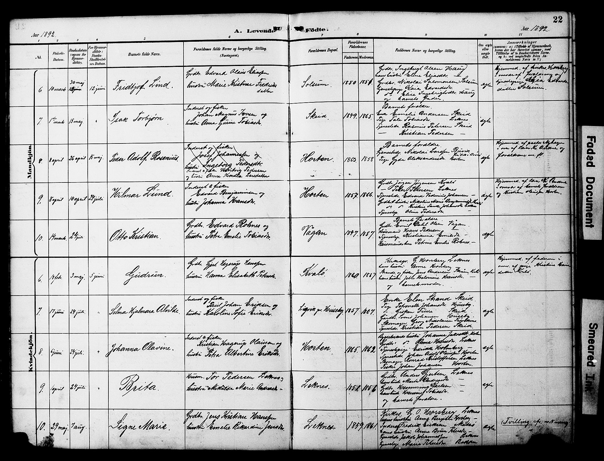 Ministerialprotokoller, klokkerbøker og fødselsregistre - Nord-Trøndelag, SAT/A-1458/788/L0701: Parish register (copy) no. 788C01, 1888-1913, p. 22