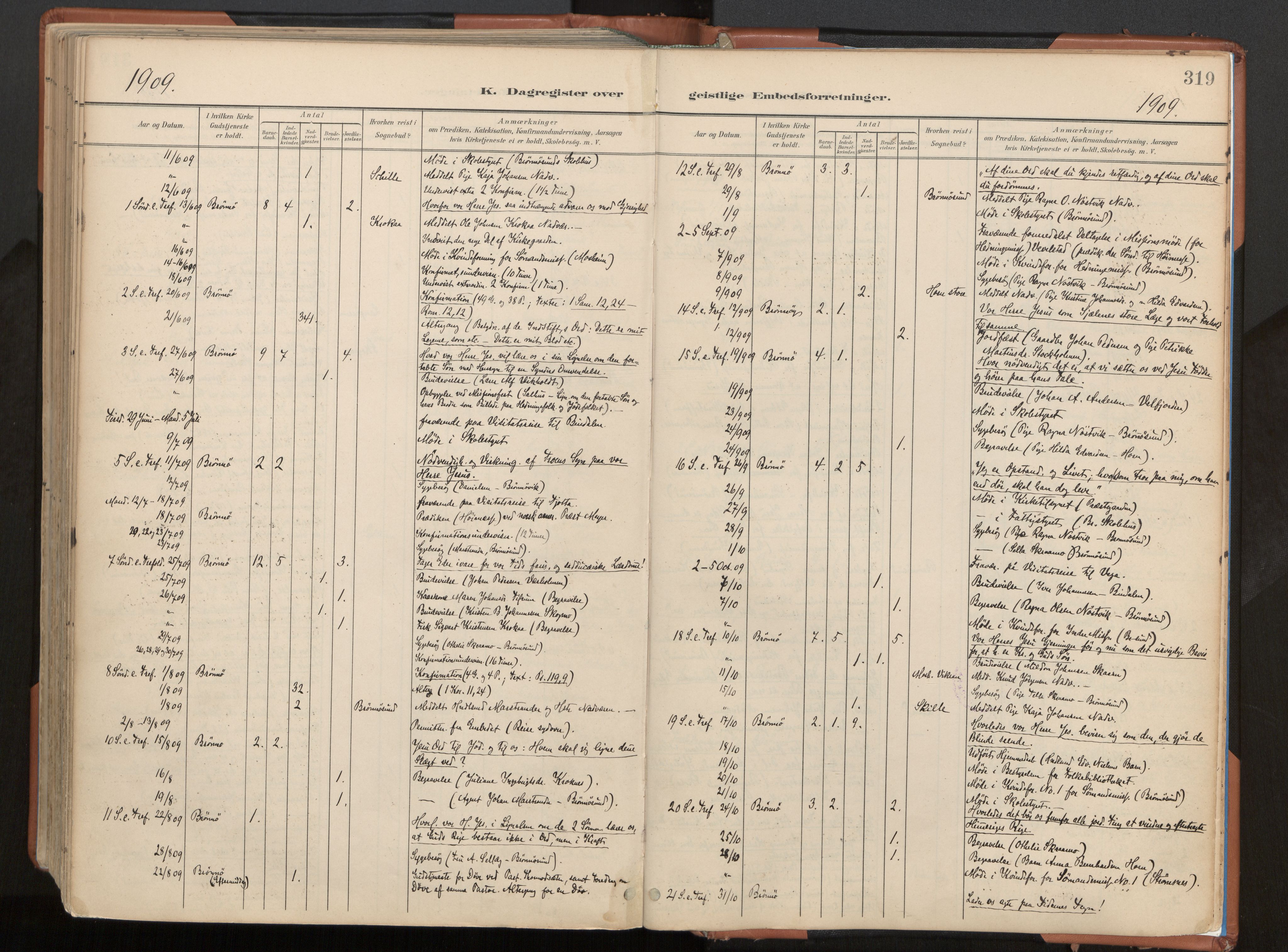 Ministerialprotokoller, klokkerbøker og fødselsregistre - Nordland, SAT/A-1459/813/L0201: Parish register (official) no. 813A11, 1901-1918, p. 319