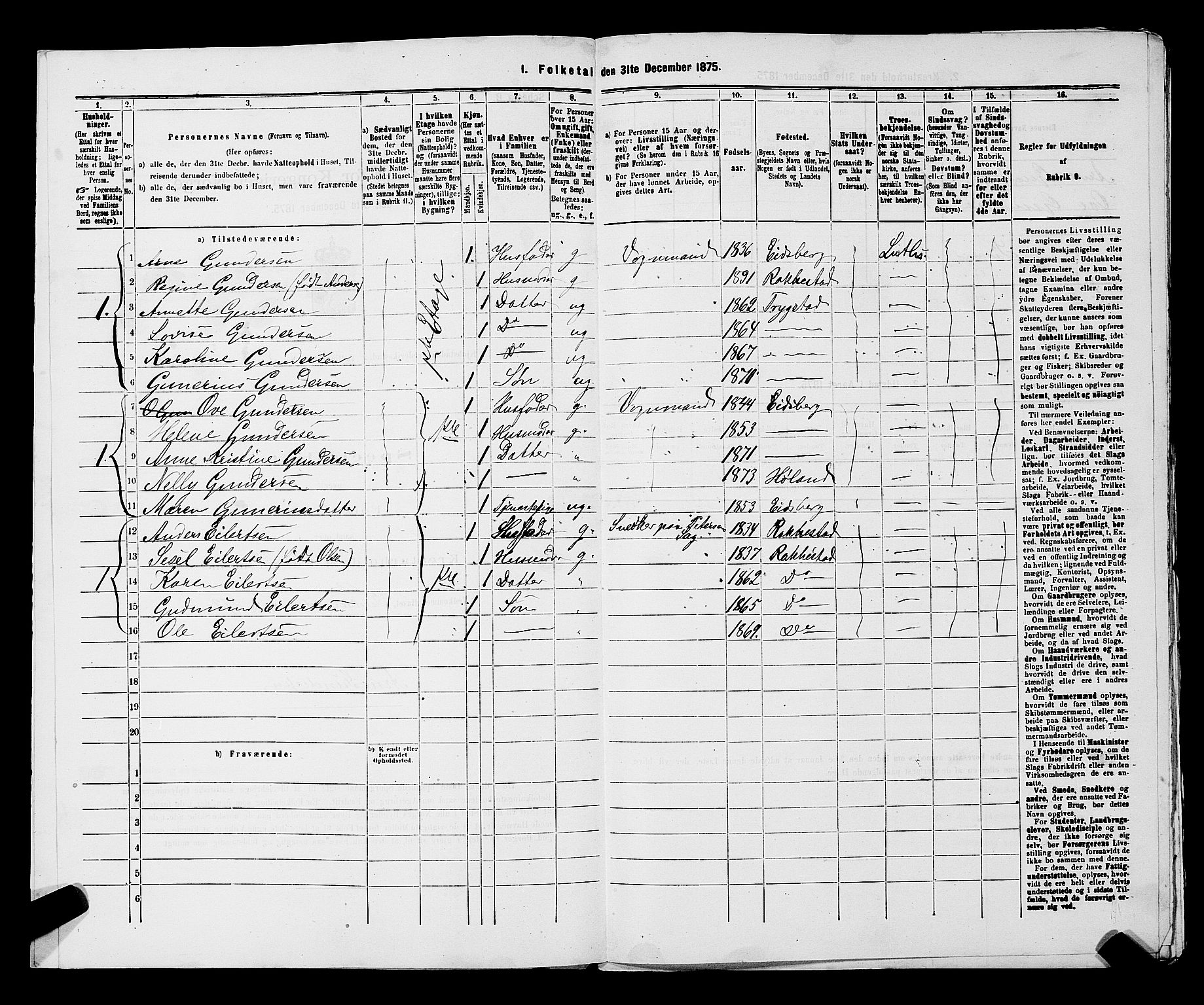 RA, 1875 census for 0103B Fredrikstad/Fredrikstad, 1875, p. 908
