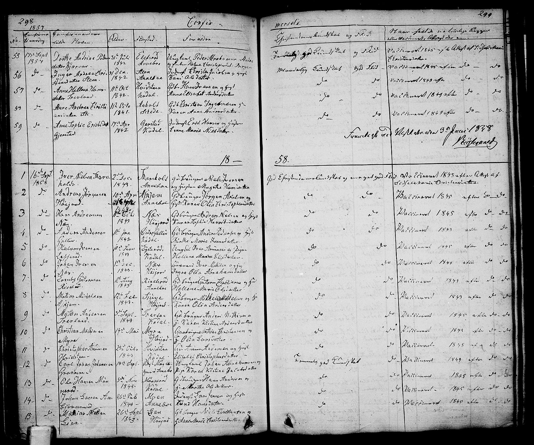 Andebu kirkebøker, AV/SAKO-A-336/G/Ga/L0003: Parish register (copy) no. I 3, 1832-1867, p. 298-299