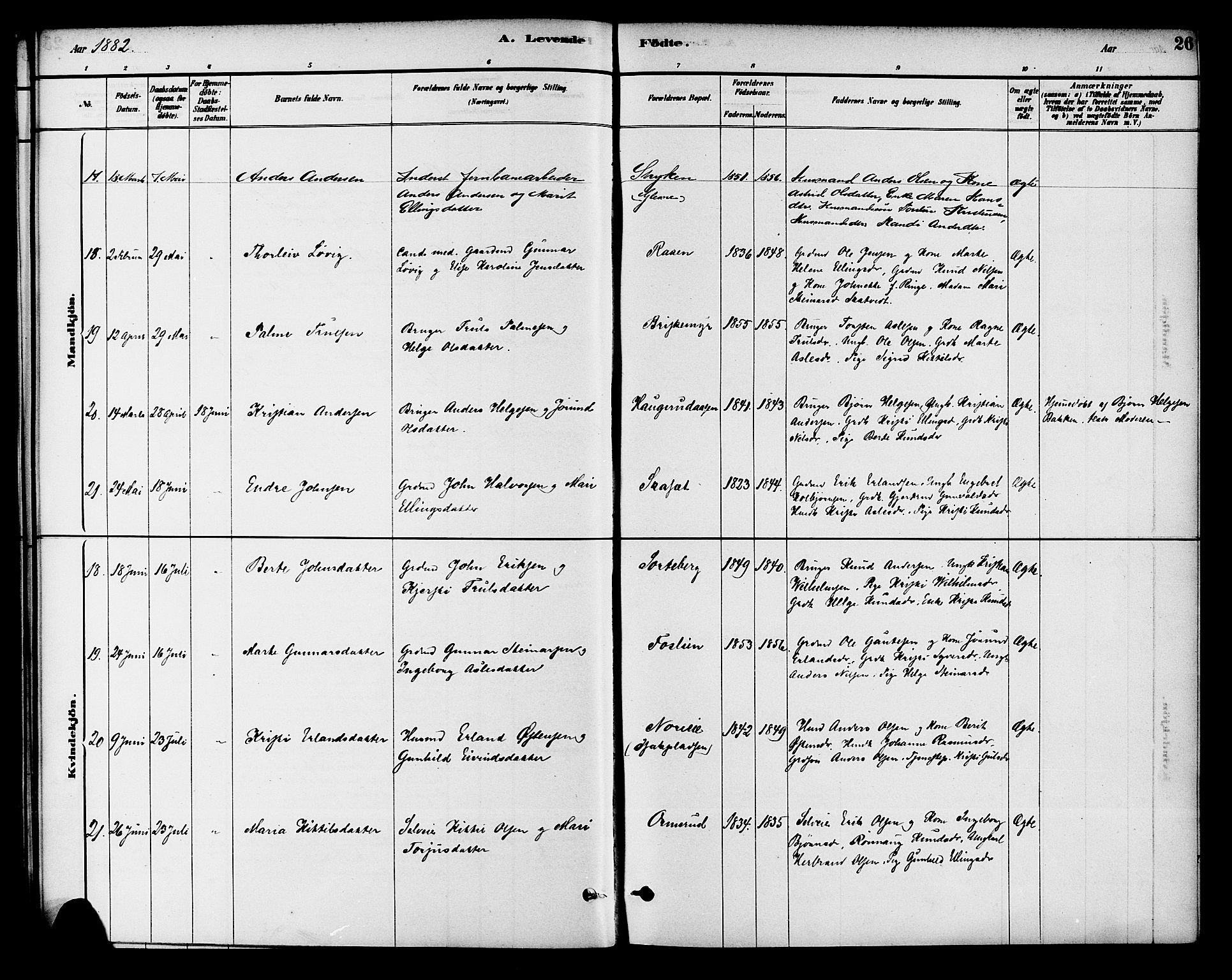 Krødsherad kirkebøker, AV/SAKO-A-19/G/Ga/L0001: Parish register (copy) no. 1, 1879-1893, p. 26