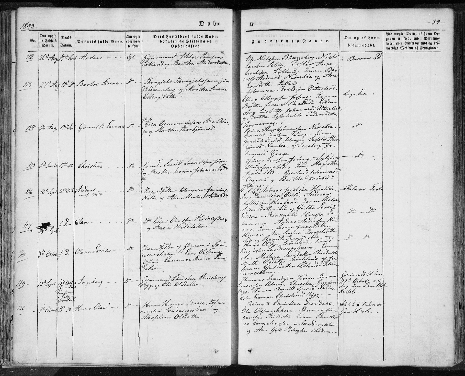 Skudenes sokneprestkontor, SAST/A -101849/H/Ha/Haa/L0002: Parish register (official) no. A 2.1, 1841-1846, p. 34