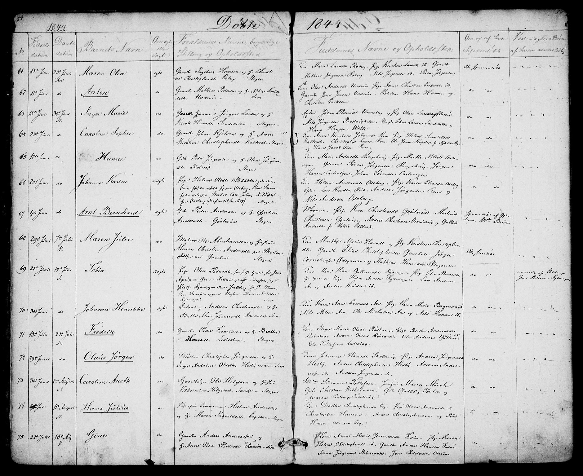 Sem kirkebøker, SAKO/A-5/F/Fa/L0006: Parish register (official) no. I 6, 1843-1855, p. 23-24