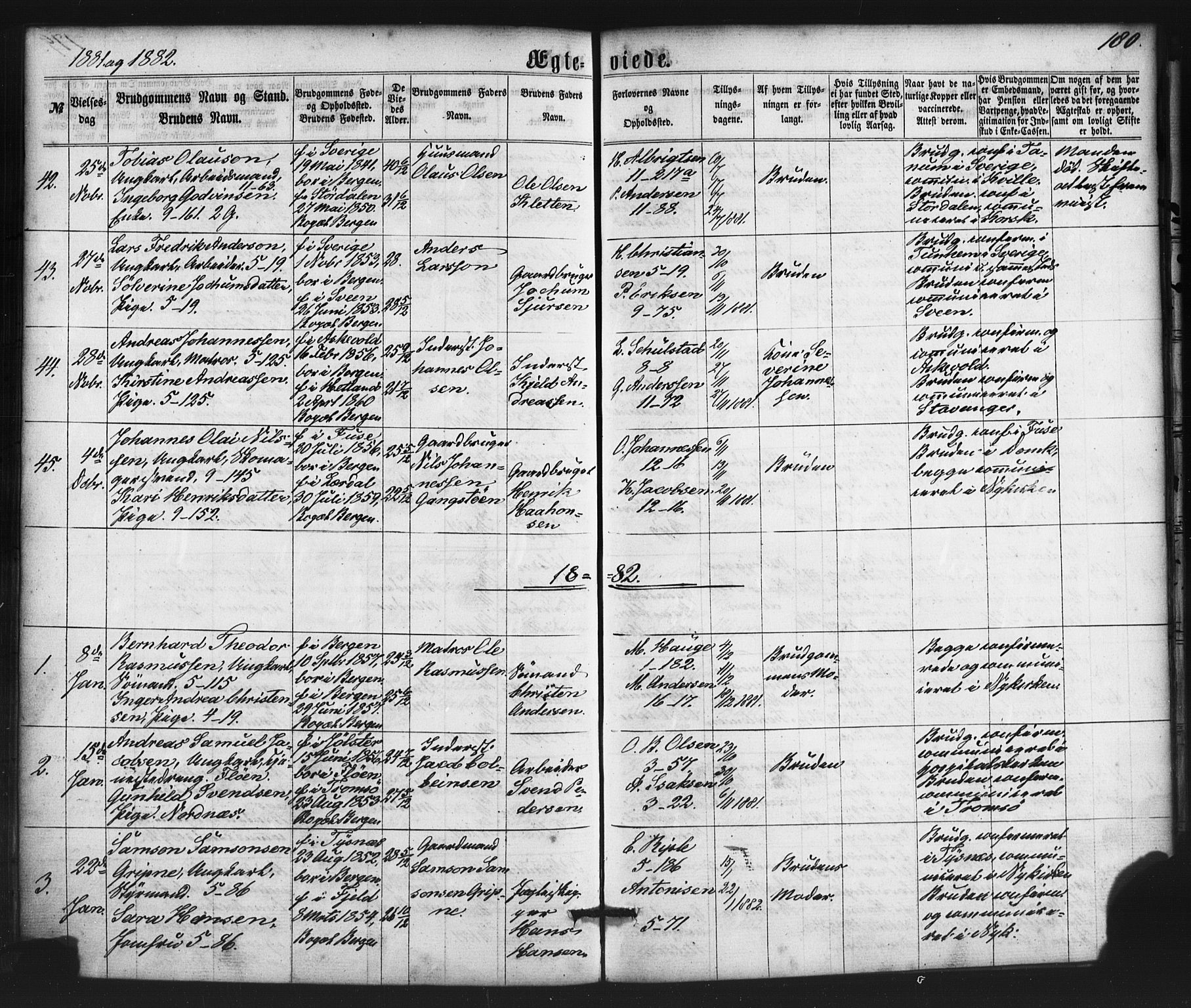 Nykirken Sokneprestembete, SAB/A-77101/H/Haa/L0032: Parish register (official) no. D 2, 1861-1883, p. 180