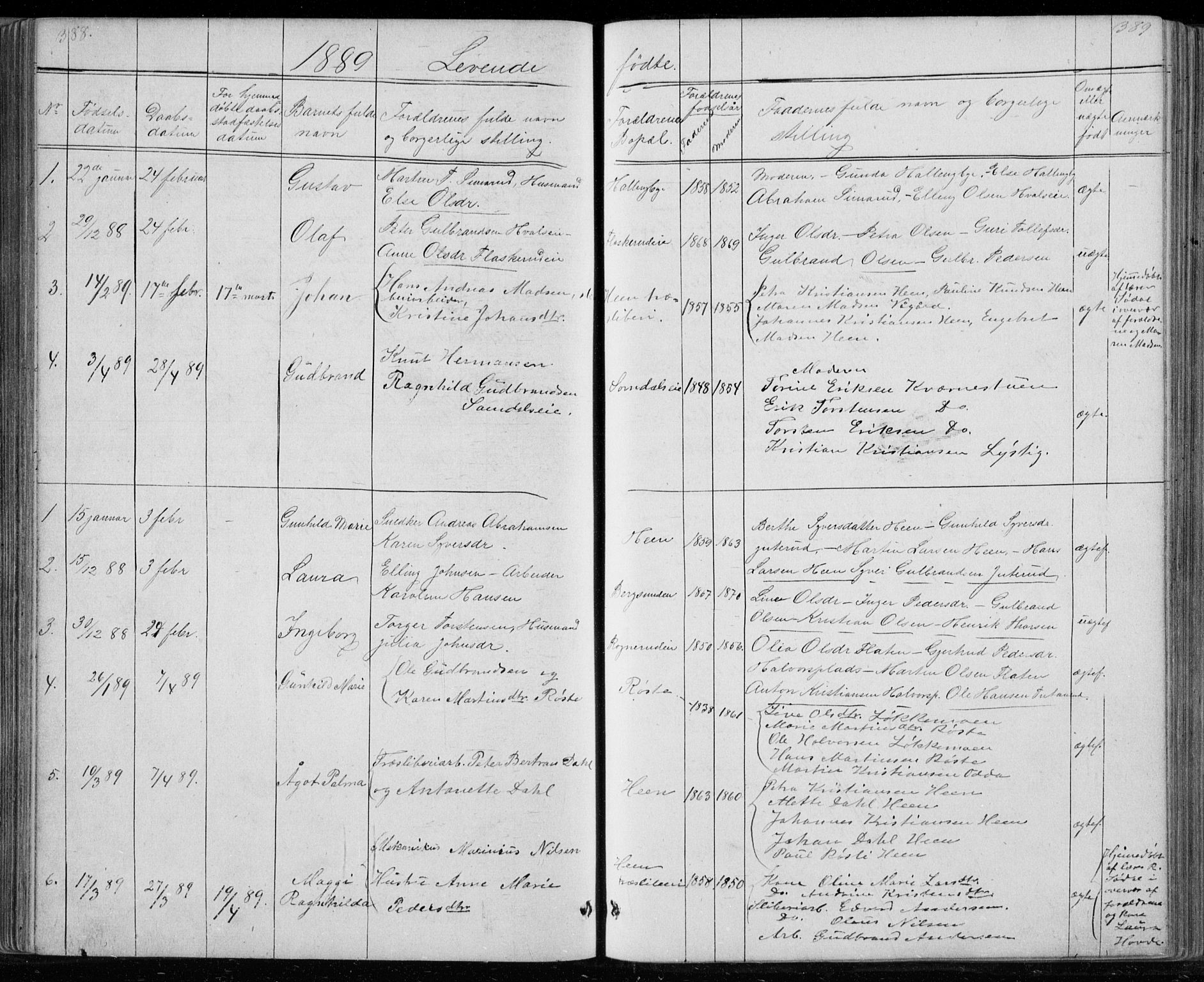 Ådal kirkebøker, SAKO/A-248/G/Gc/L0001: Parish register (copy) no. III 1, 1862-1898, p. 388-389