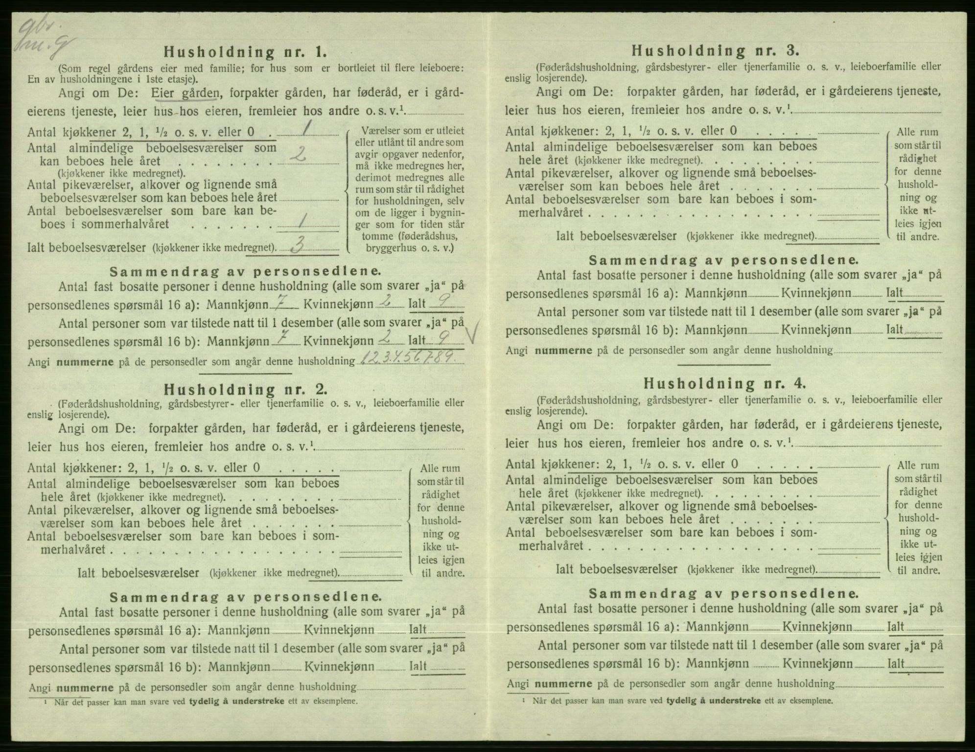SAB, 1920 census for Vossestrand, 1920, p. 409