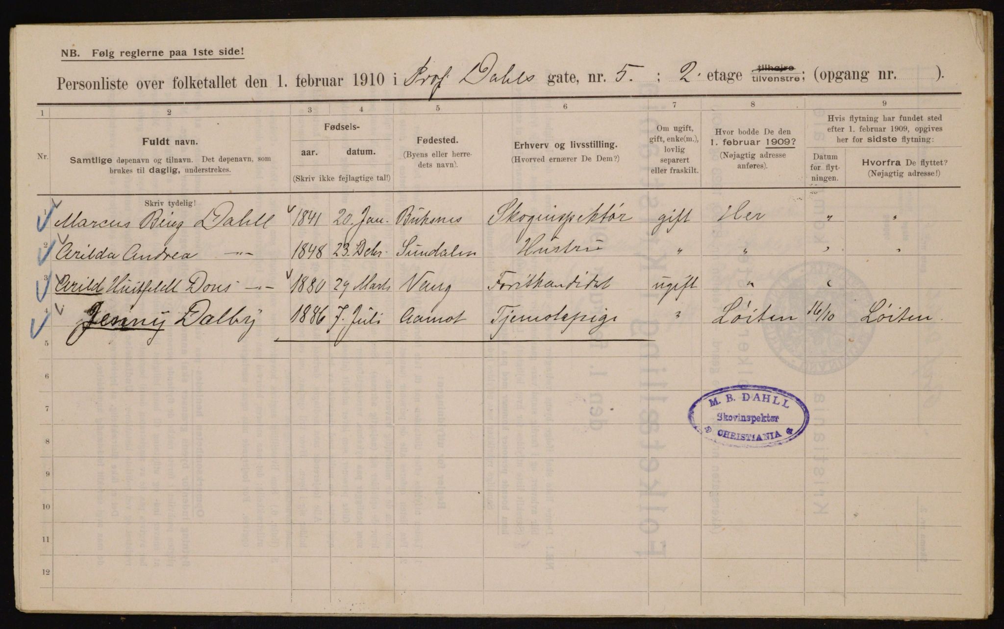 OBA, Municipal Census 1910 for Kristiania, 1910, p. 77884