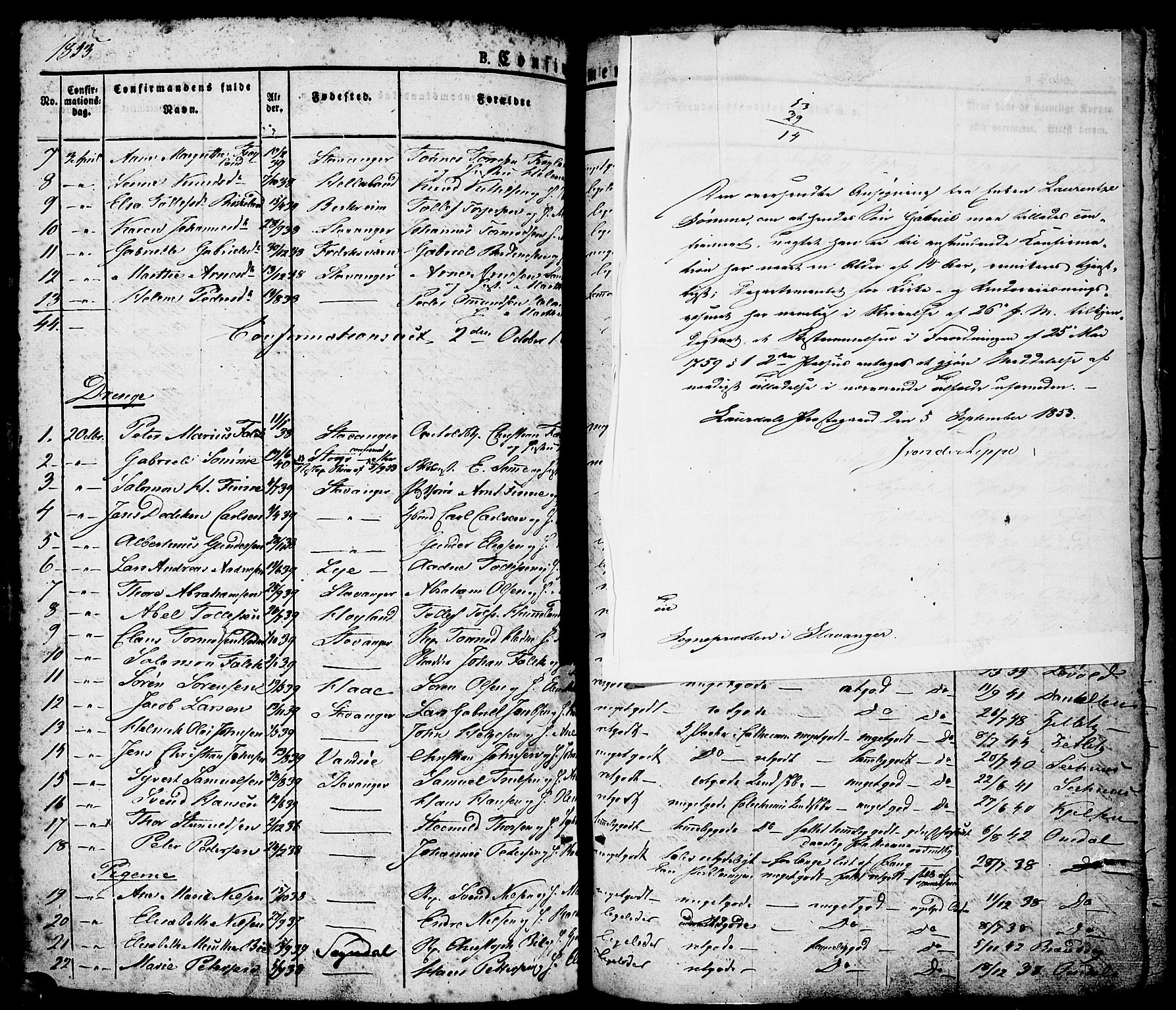 Domkirken sokneprestkontor, AV/SAST-A-101812/001/30/30BA/L0011: Parish register (official) no. A 11, 1832-1856