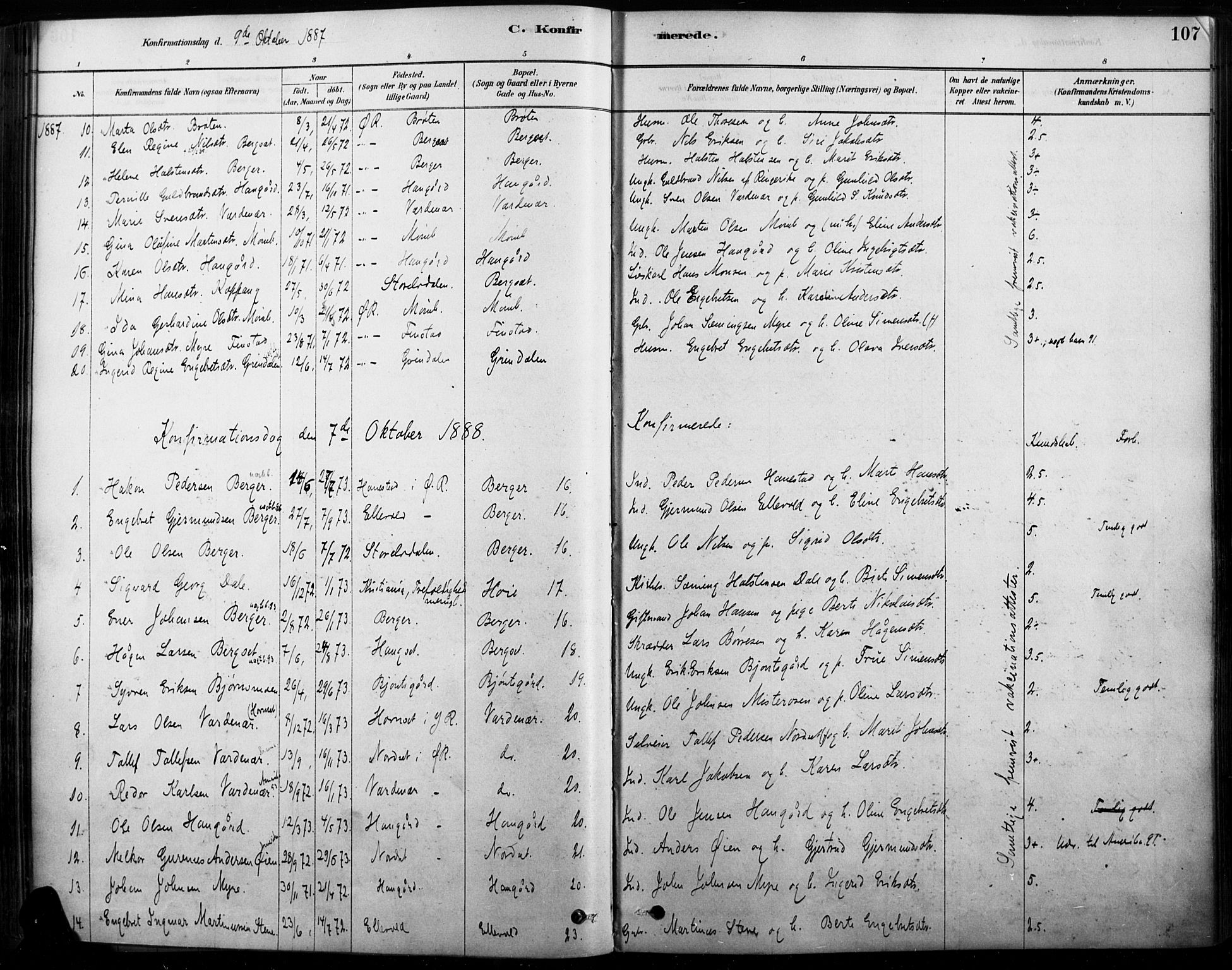 Rendalen prestekontor, SAH/PREST-054/H/Ha/Haa/L0009: Parish register (official) no. 9, 1878-1901, p. 107