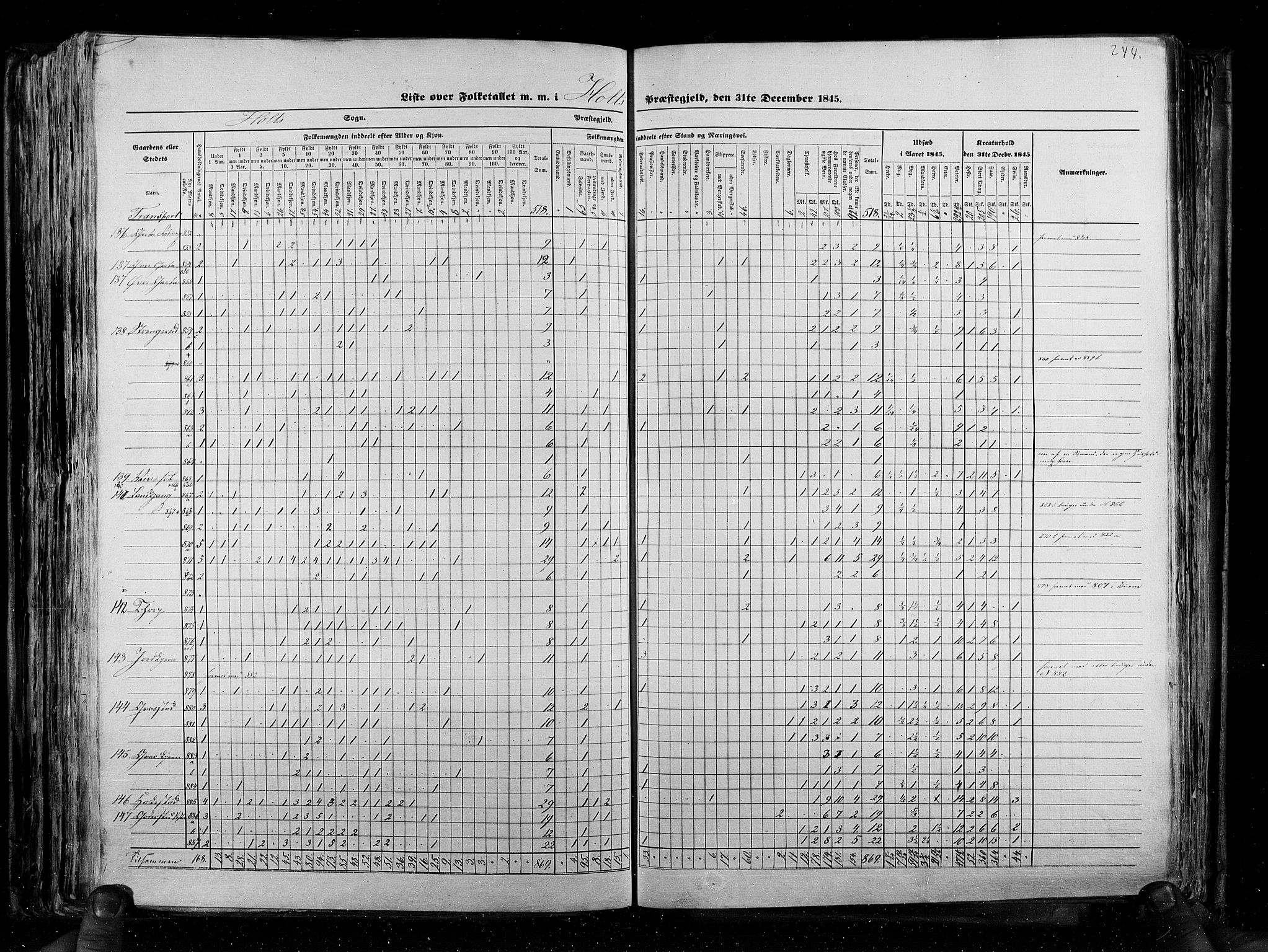 RA, Census 1845, vol. 5: Bratsberg amt og Nedenes og Råbyggelaget amt, 1845, p. 244