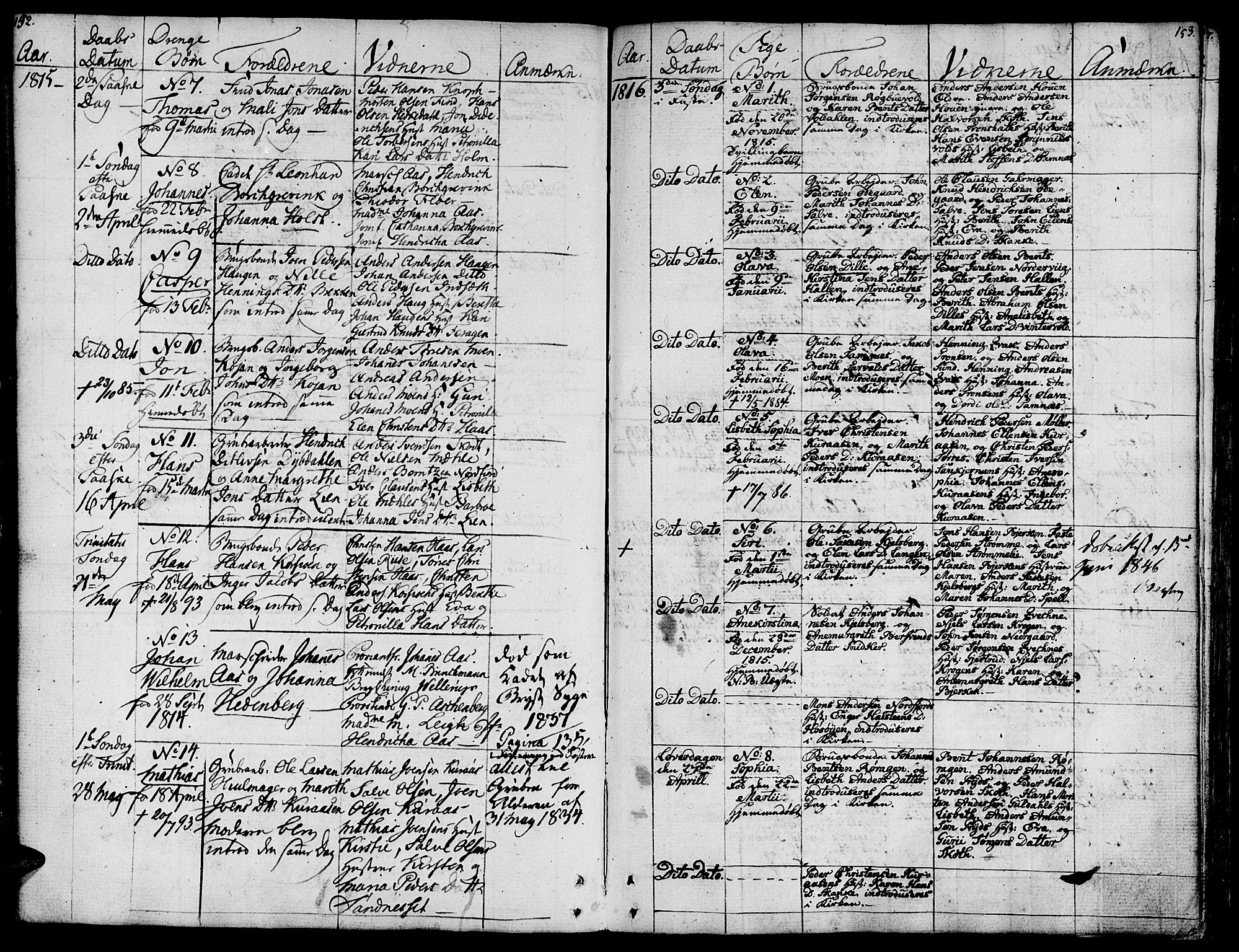 Ministerialprotokoller, klokkerbøker og fødselsregistre - Sør-Trøndelag, SAT/A-1456/681/L0928: Parish register (official) no. 681A06, 1806-1816, p. 152-153