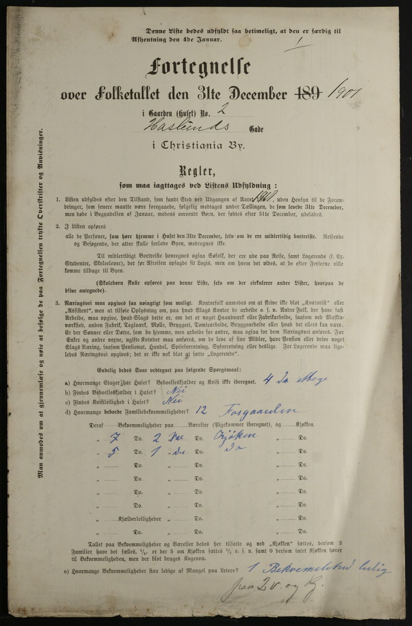 OBA, Municipal Census 1901 for Kristiania, 1901, p. 4316