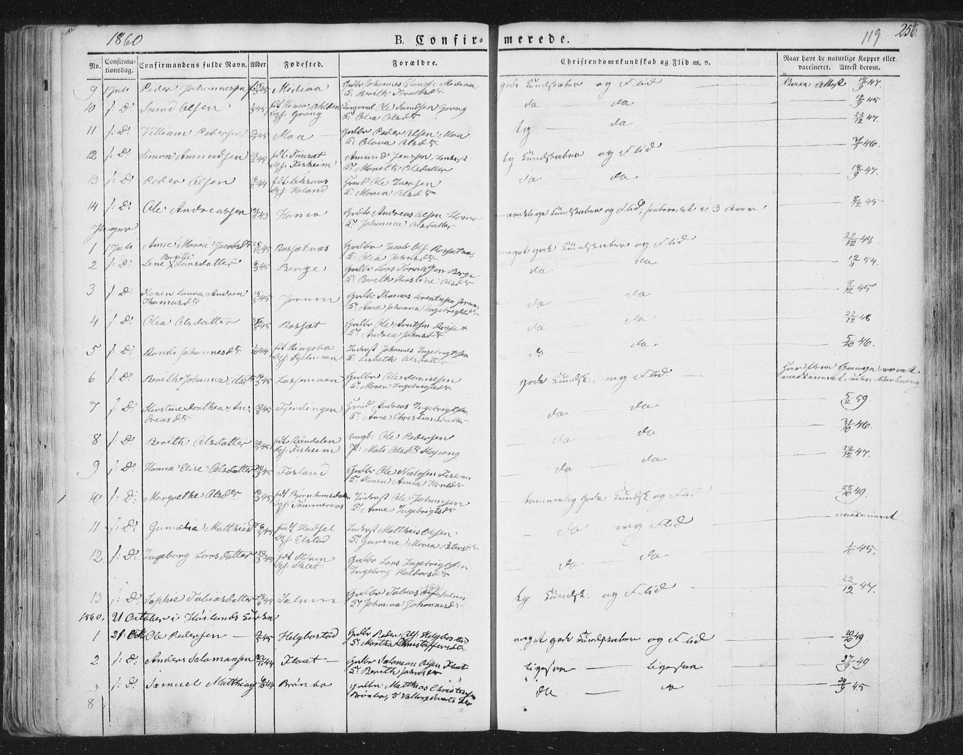 Ministerialprotokoller, klokkerbøker og fødselsregistre - Nord-Trøndelag, SAT/A-1458/758/L0513: Parish register (official) no. 758A02 /1, 1839-1868, p. 119
