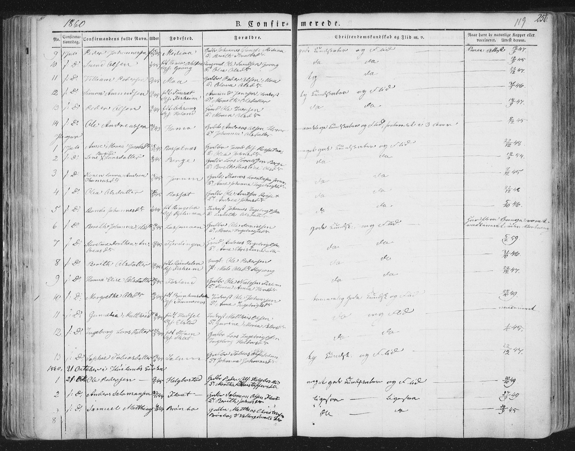 Ministerialprotokoller, klokkerbøker og fødselsregistre - Nord-Trøndelag, AV/SAT-A-1458/758/L0513: Parish register (official) no. 758A02 /1, 1839-1868, p. 119