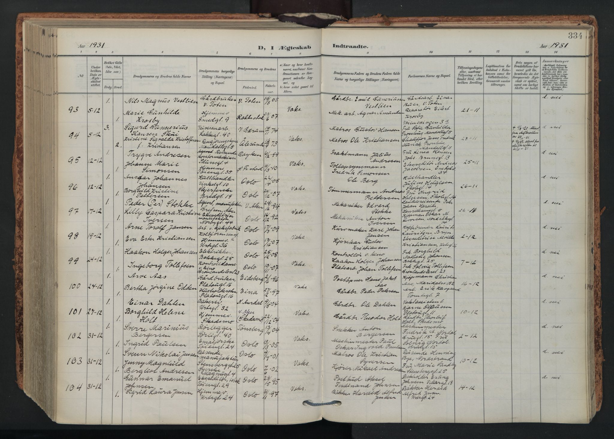 Grønland prestekontor Kirkebøker, SAO/A-10848/F/Fa/L0017: Parish register (official) no. 17, 1906-1934, p. 334