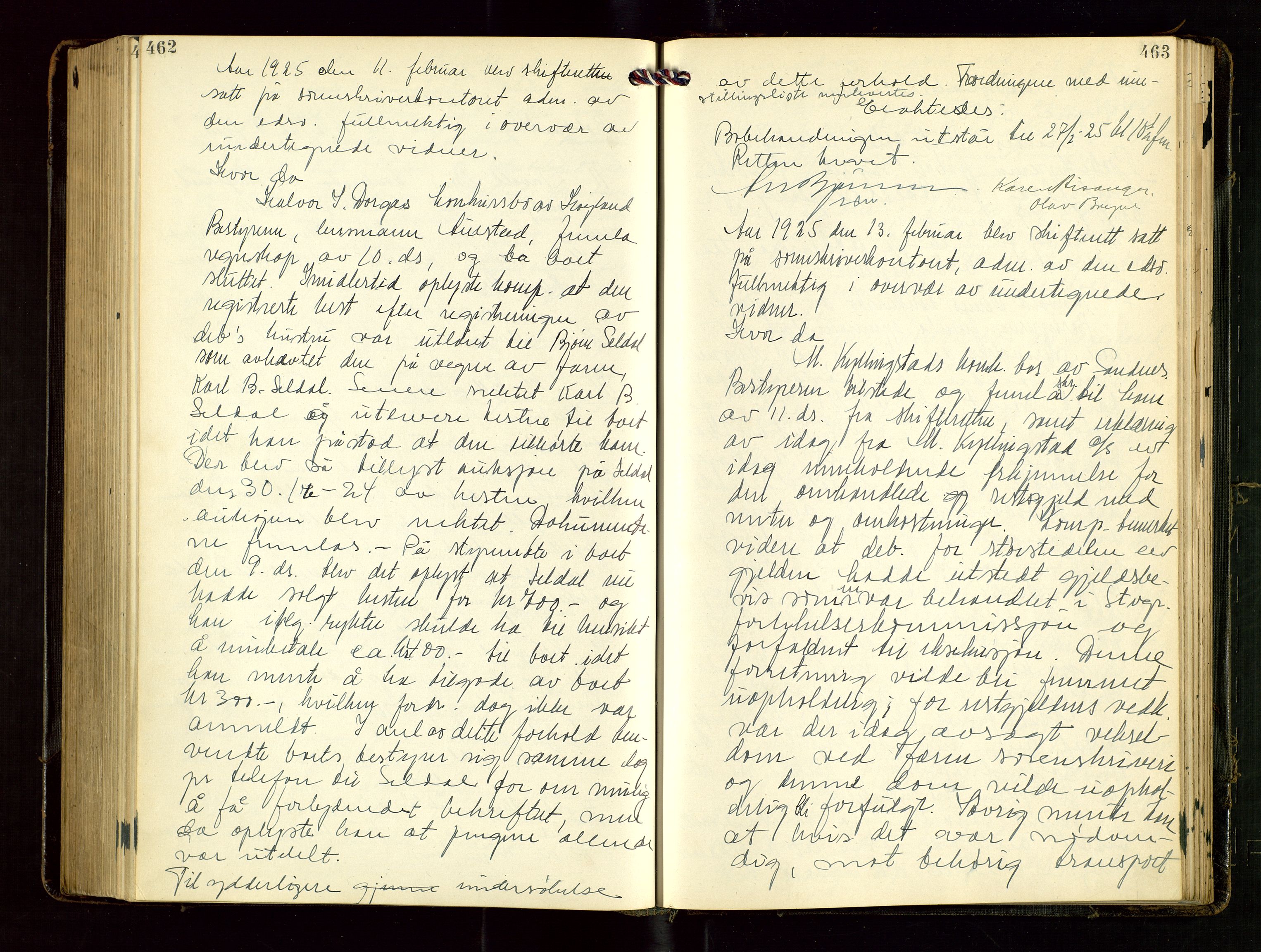 Jæren sorenskriveri, AV/SAST-A-100310/02/G/Gc/L0001: Skifteforhandlingsprotokoll nr. 7 - konkurs, 1921-1926, p. 462-463