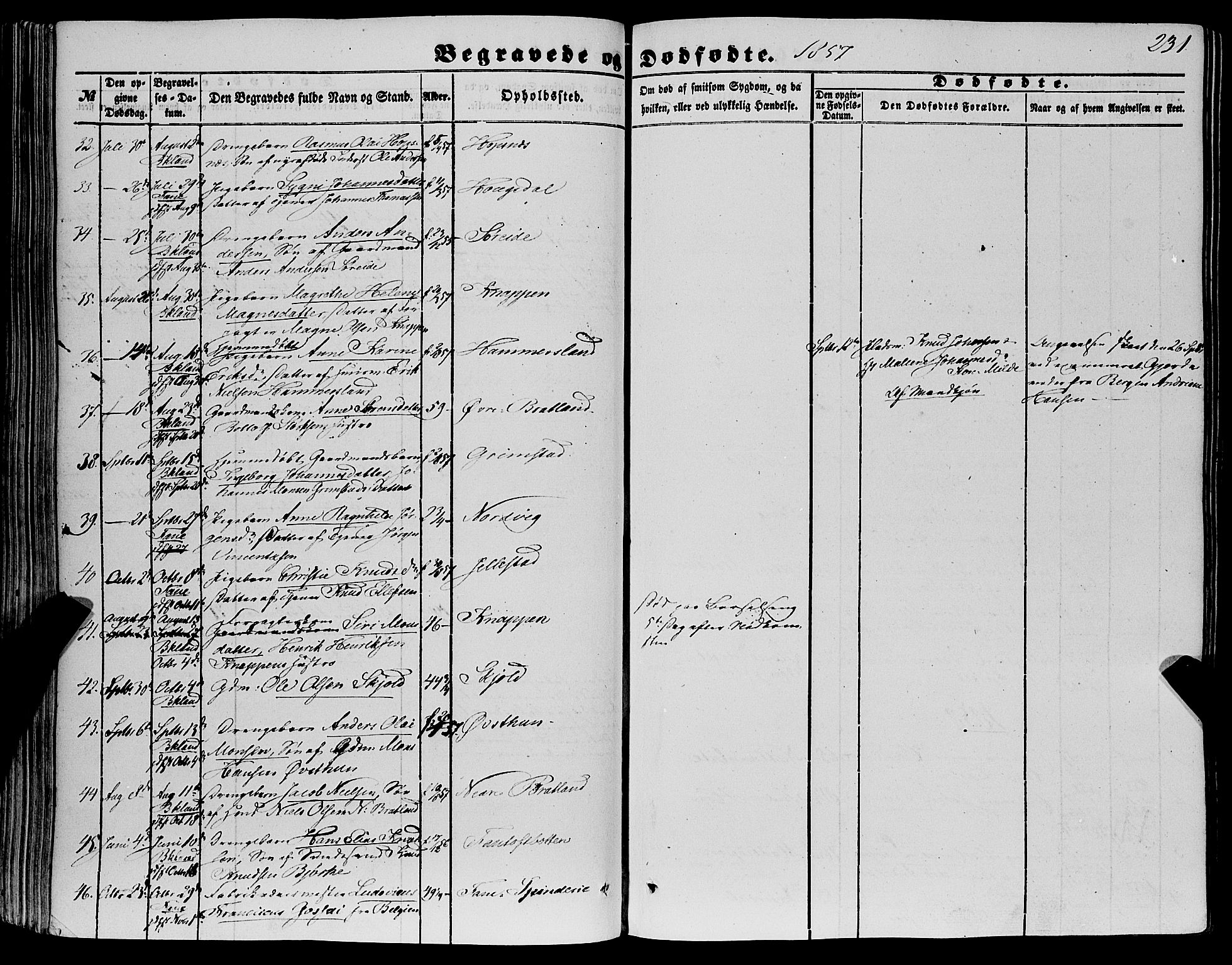 Fana Sokneprestembete, AV/SAB-A-75101/H/Haa/Haaa/L0011: Parish register (official) no. A 11, 1851-1862, p. 231