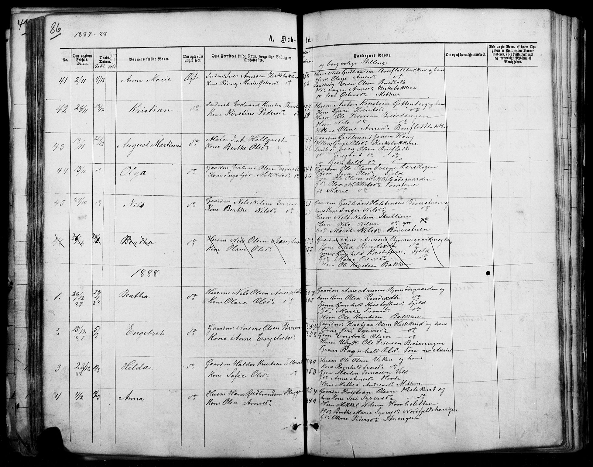 Sør-Aurdal prestekontor, SAH/PREST-128/H/Ha/Hab/L0007: Parish register (copy) no. 7, 1866-1893, p. 86