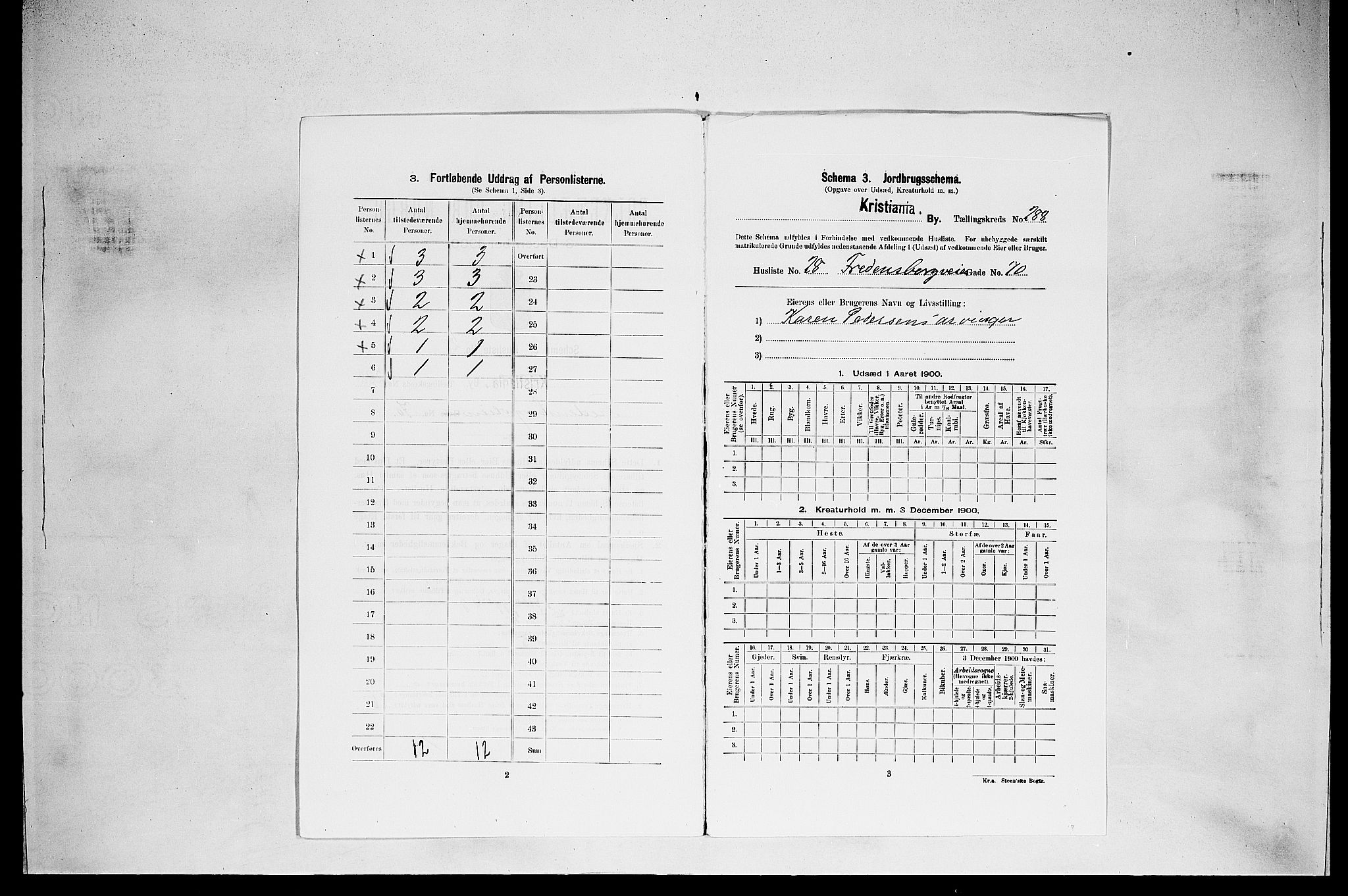 SAO, 1900 census for Kristiania, 1900, p. 25192