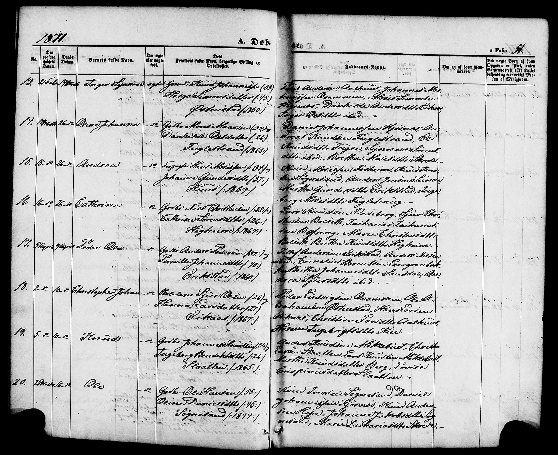 Jølster sokneprestembete, AV/SAB-A-80701/H/Haa/Haaa/L0011: Parish register (official) no. A 11, 1866-1881, p. 51