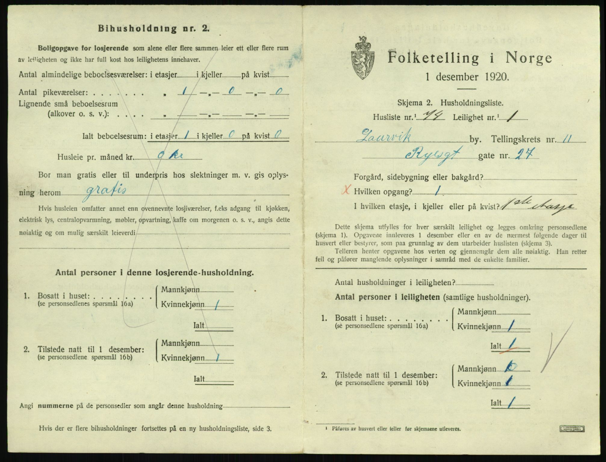 SAKO, 1920 census for Larvik, 1920, p. 8226