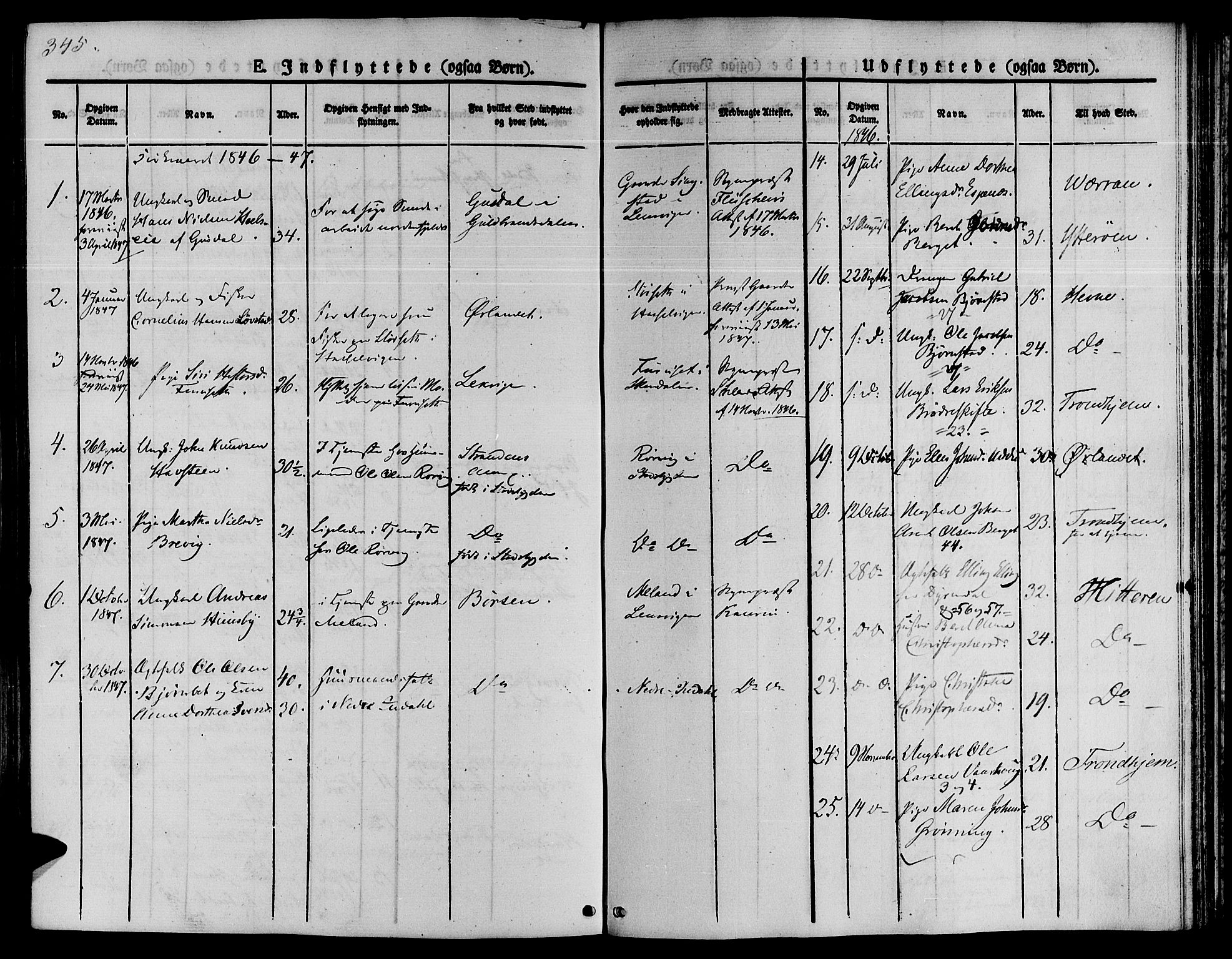 Ministerialprotokoller, klokkerbøker og fødselsregistre - Sør-Trøndelag, SAT/A-1456/646/L0610: Parish register (official) no. 646A08, 1837-1847, p. 345