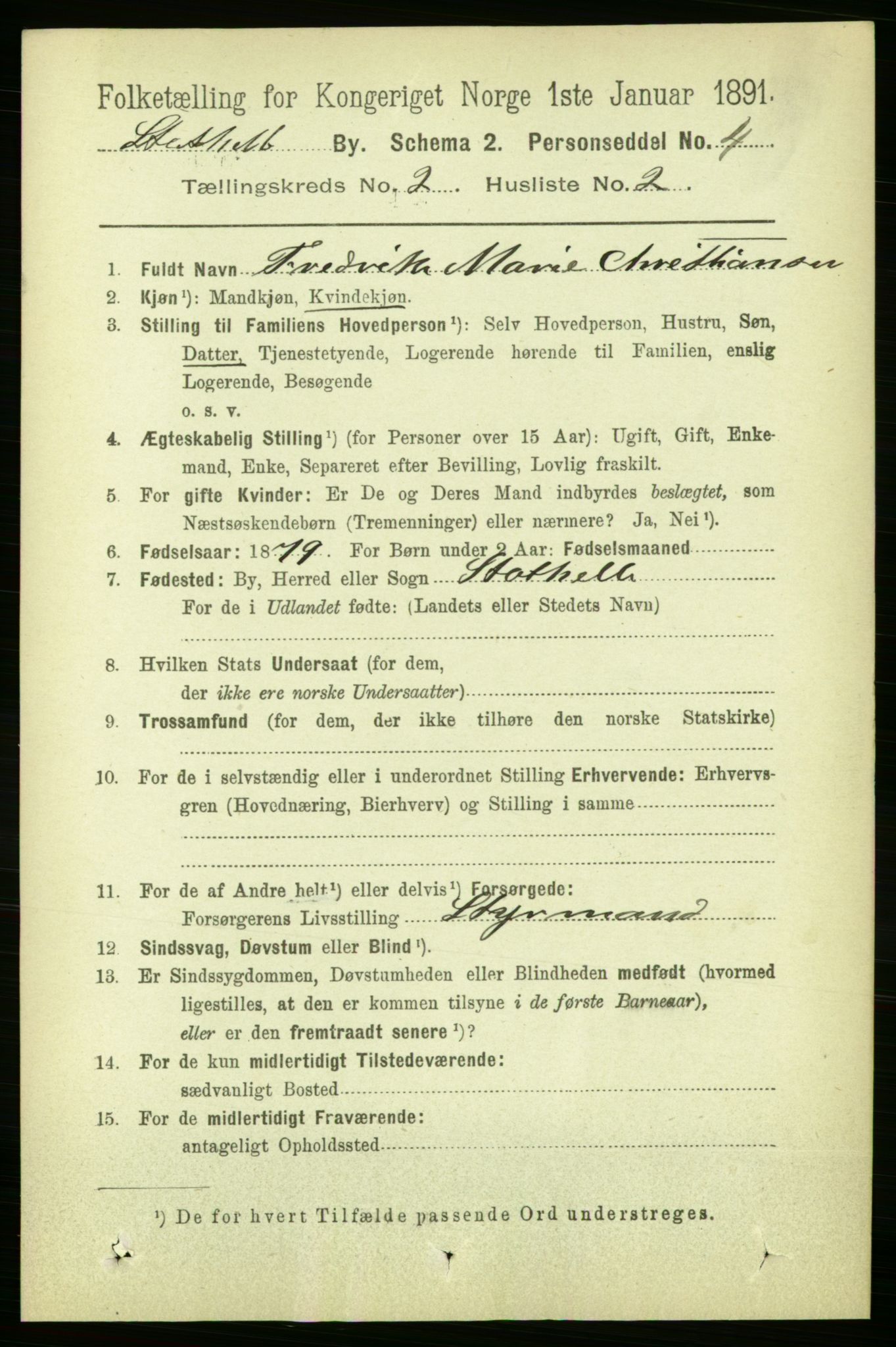 RA, 1891 census for 0803 Stathelle, 1891, p. 229