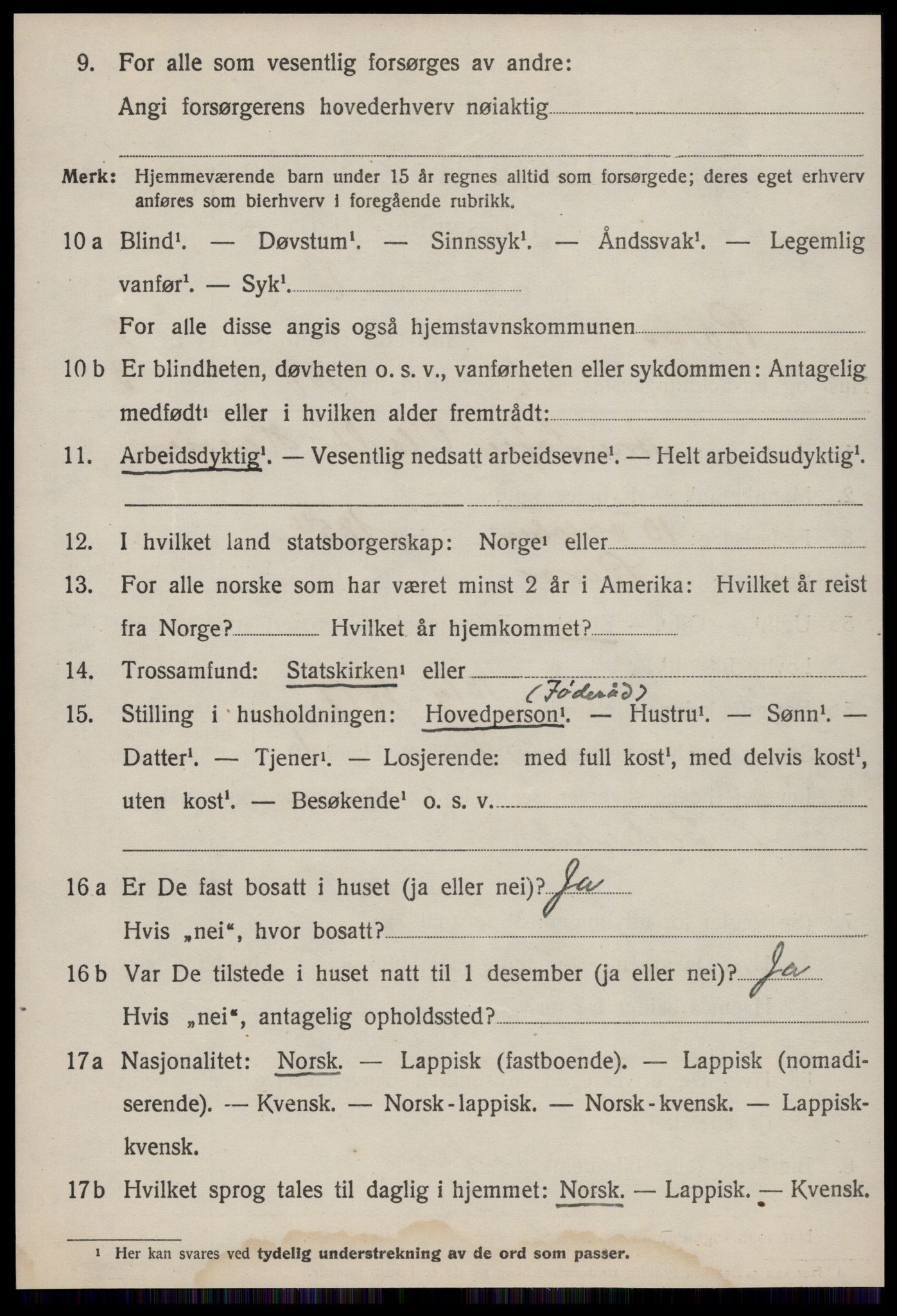 SAT, 1920 census for Røros, 1920, p. 6919