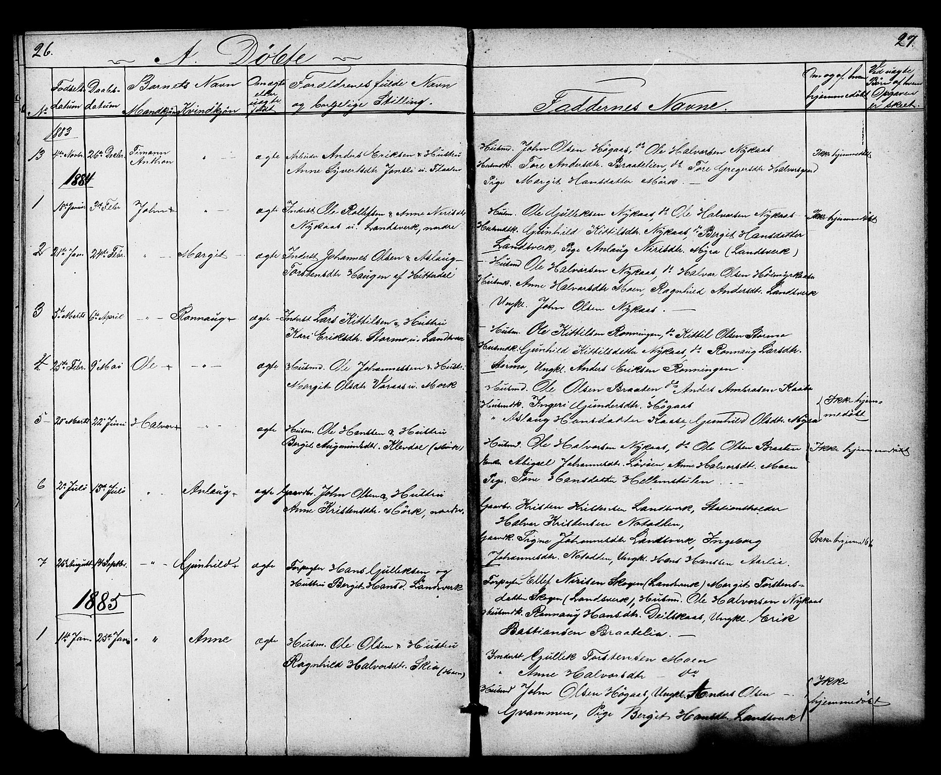 Heddal kirkebøker, SAKO/A-268/G/Gb/L0001: Parish register (copy) no. II 1, 1866-1887, p. 26-27
