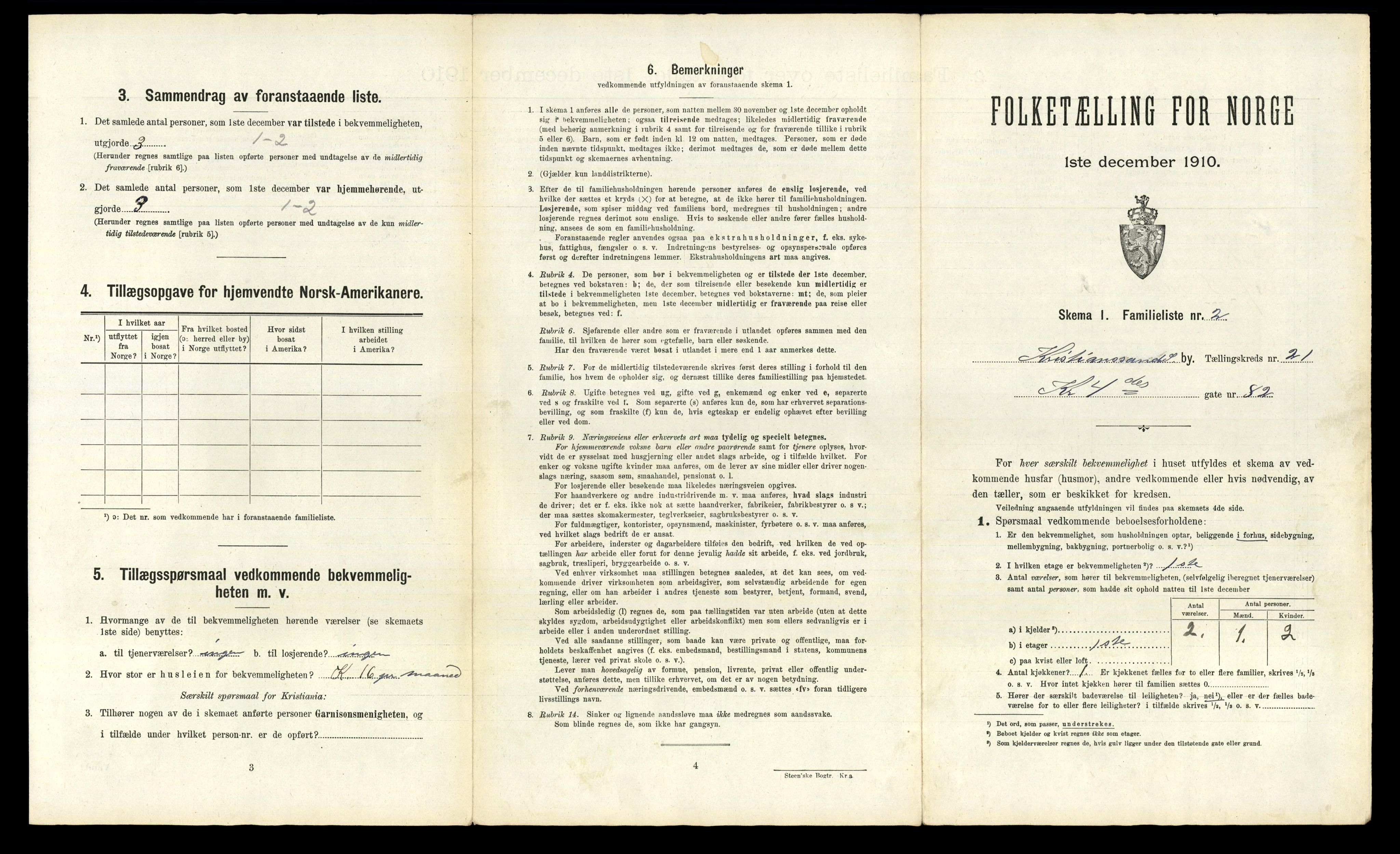 RA, 1910 census for Kristiansand, 1910, p. 5288