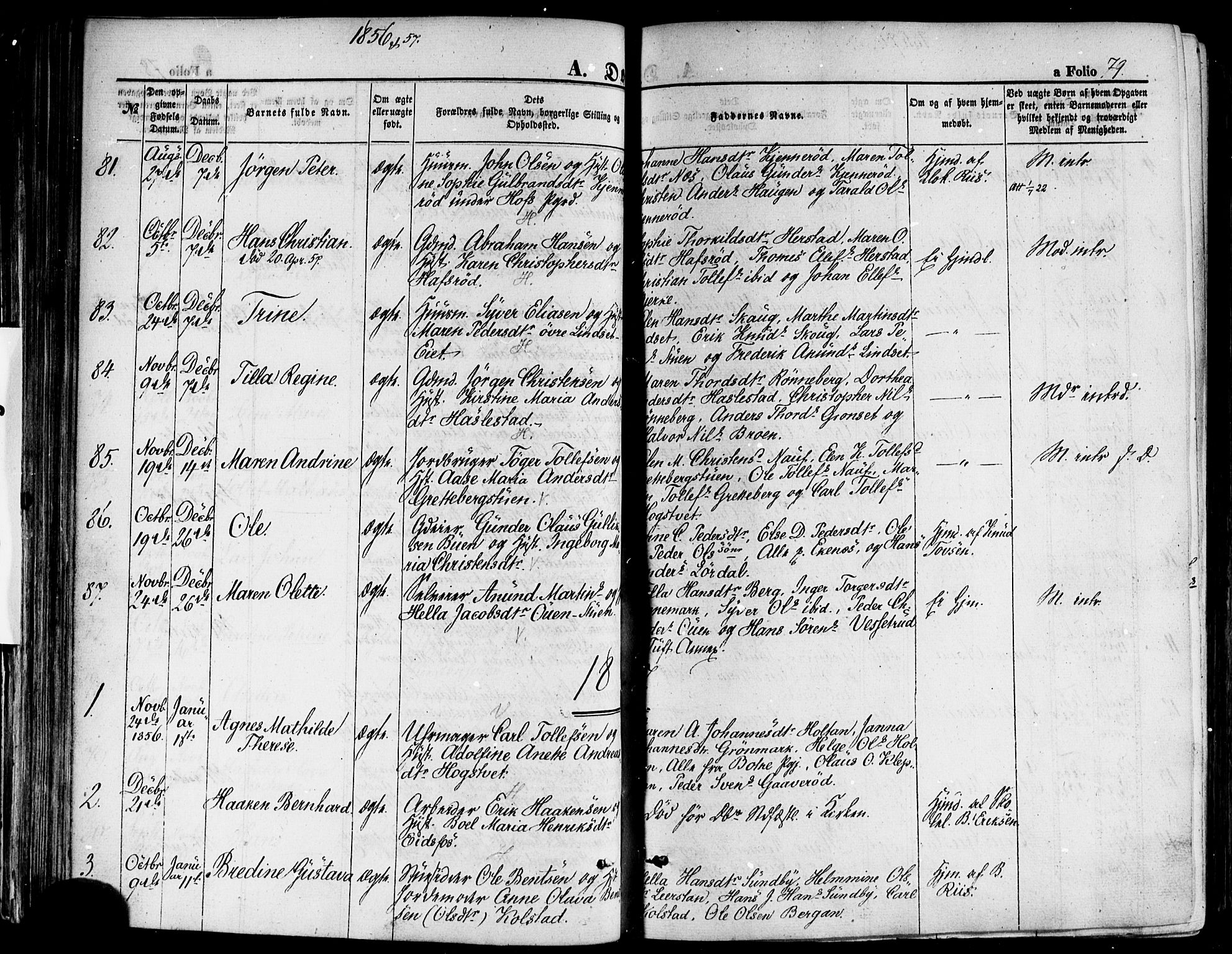 Hof kirkebøker, AV/SAKO-A-64/F/Fa/L0006: Parish register (official) no. I 6, 1851-1877, p. 79