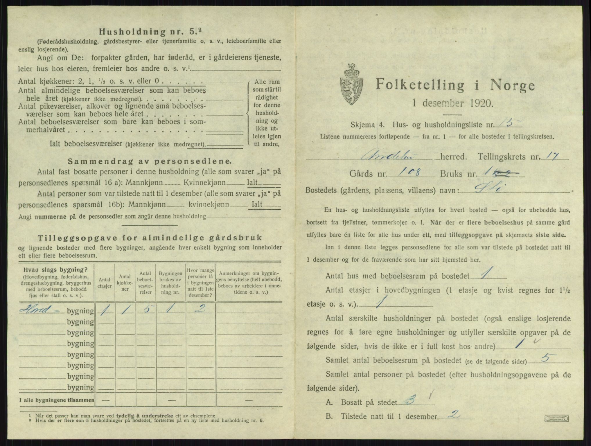 SAKO, 1920 census for Andebu, 1920, p. 945