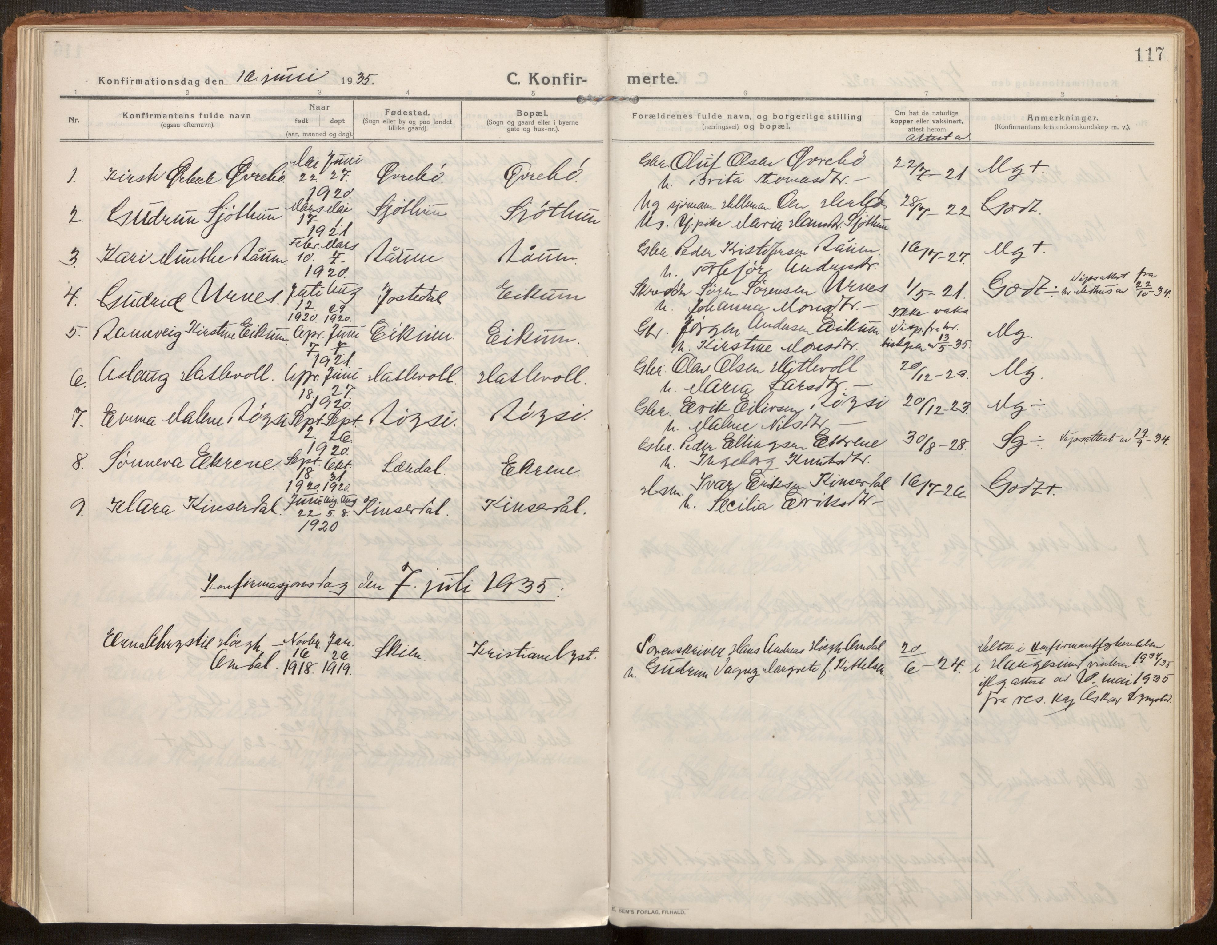 Hafslo sokneprestembete, AV/SAB-A-80301/H/Haa/Haac/L0002: Parish register (official) no. C 2, 1914-1955, p. 117