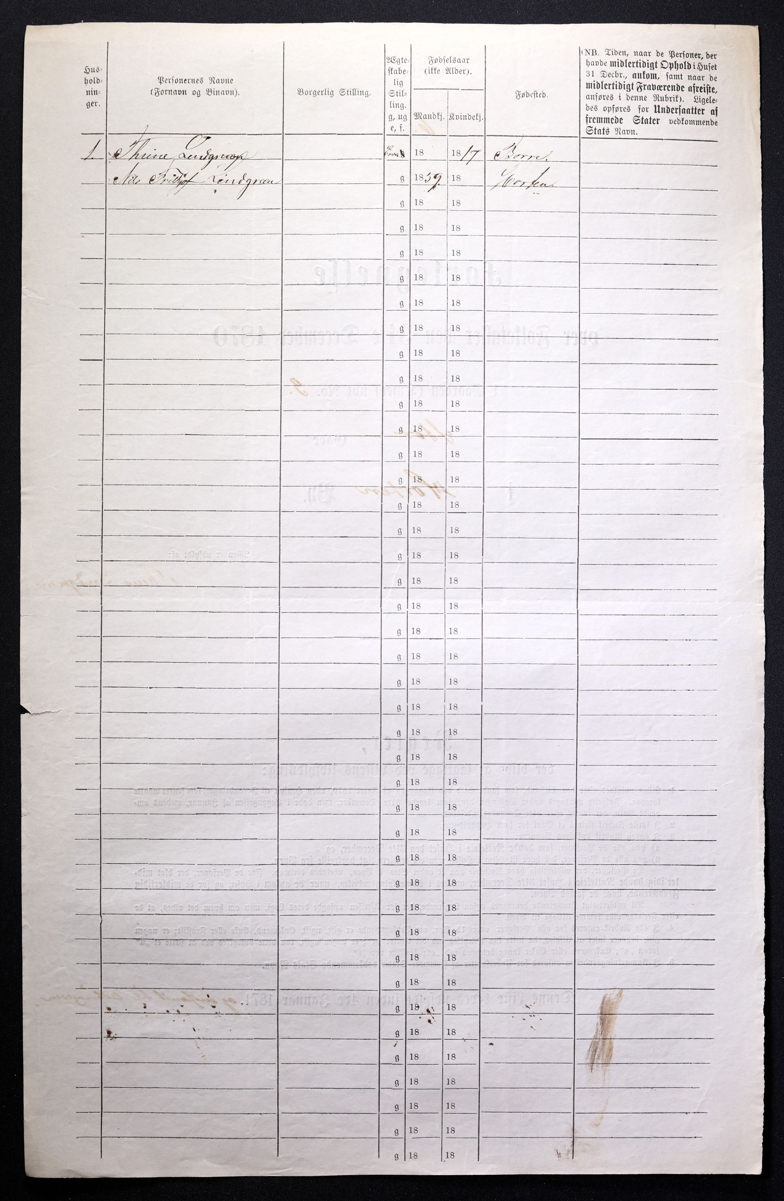 RA, 1870 census for 0703 Horten, 1870, p. 14