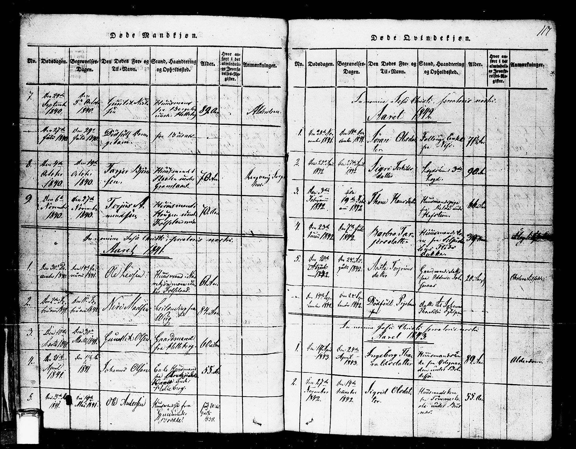 Gransherad kirkebøker, SAKO/A-267/F/Fa/L0001: Parish register (official) no. I 1, 1815-1843, p. 117