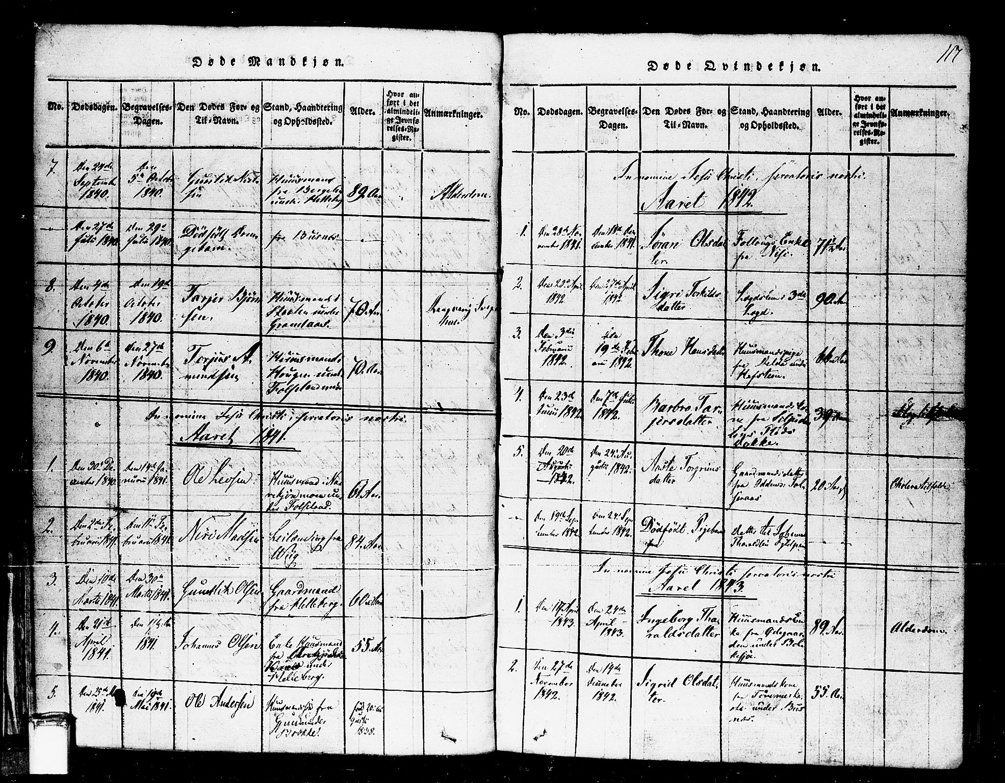 Gransherad kirkebøker, AV/SAKO-A-267/F/Fa/L0001: Parish register (official) no. I 1, 1815-1843, p. 117