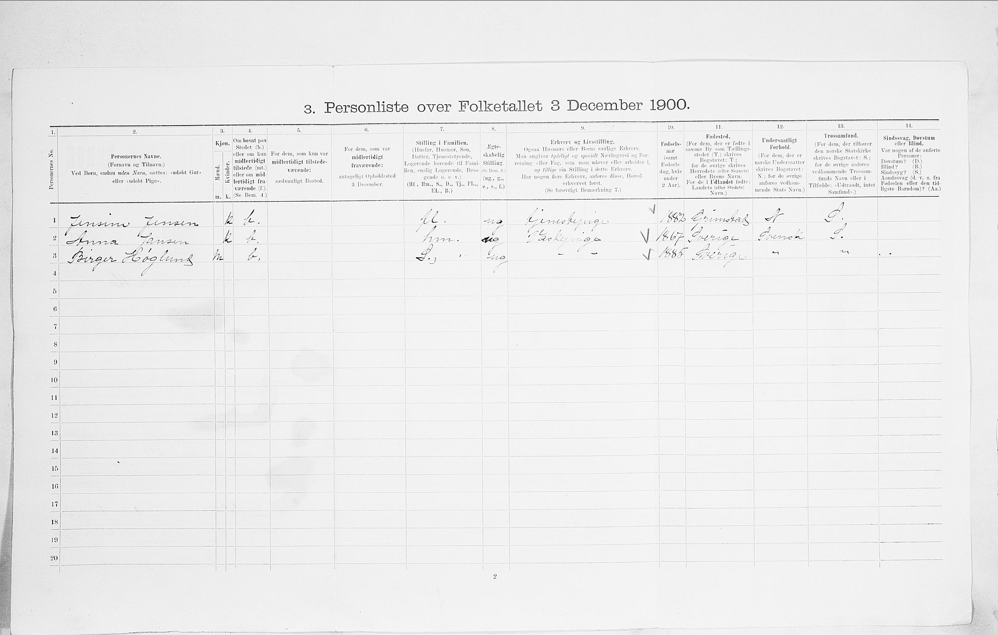 SAO, 1900 census for Kristiania, 1900, p. 103326