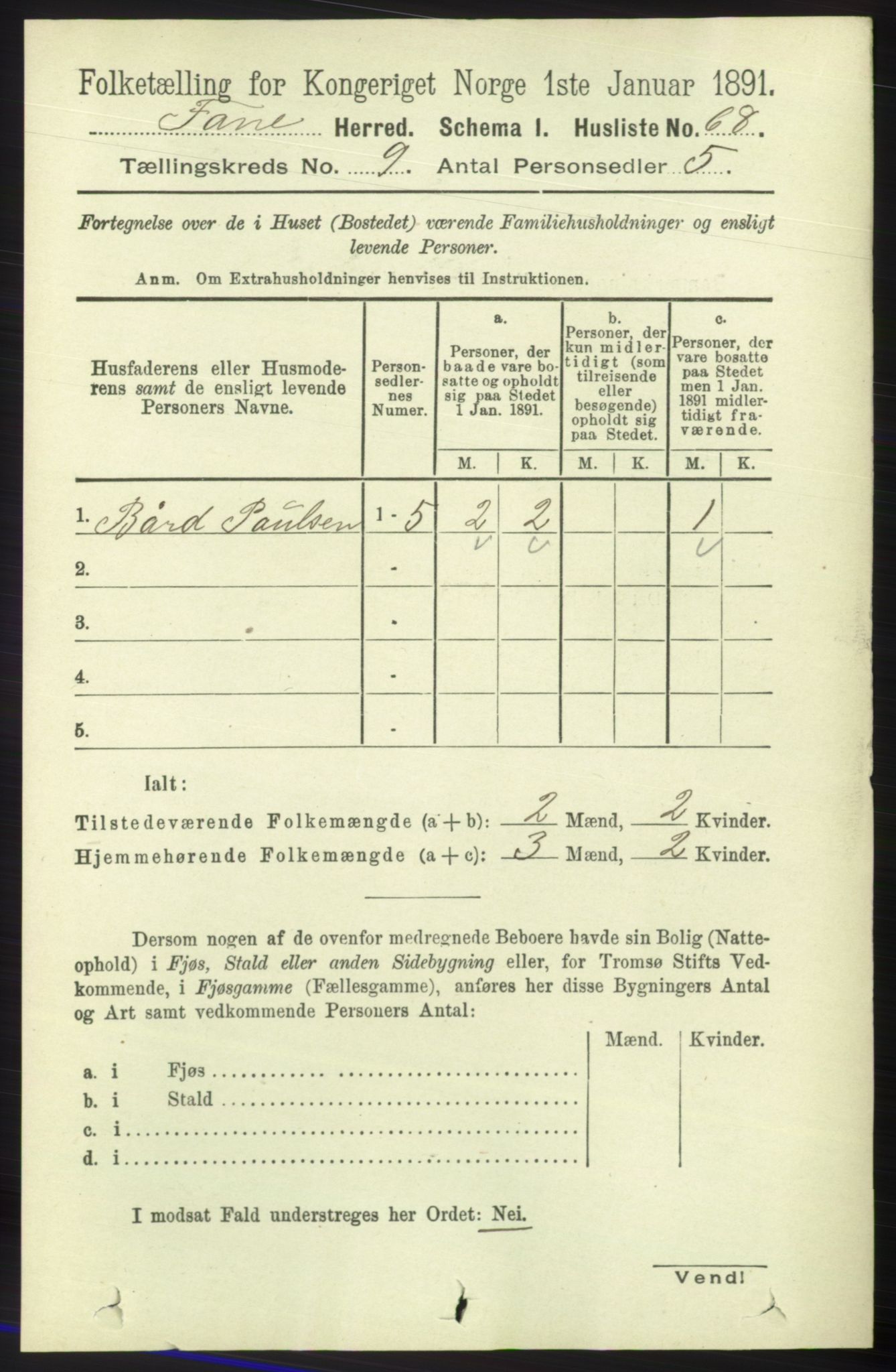 RA, 1891 census for 1249 Fana, 1891, p. 4820