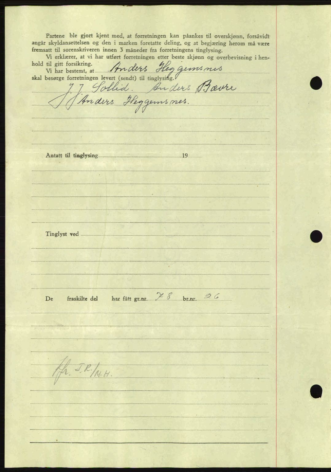 Nordmøre sorenskriveri, AV/SAT-A-4132/1/2/2Ca: Mortgage book no. A98, 1944-1944, Diary no: : 1216/1944