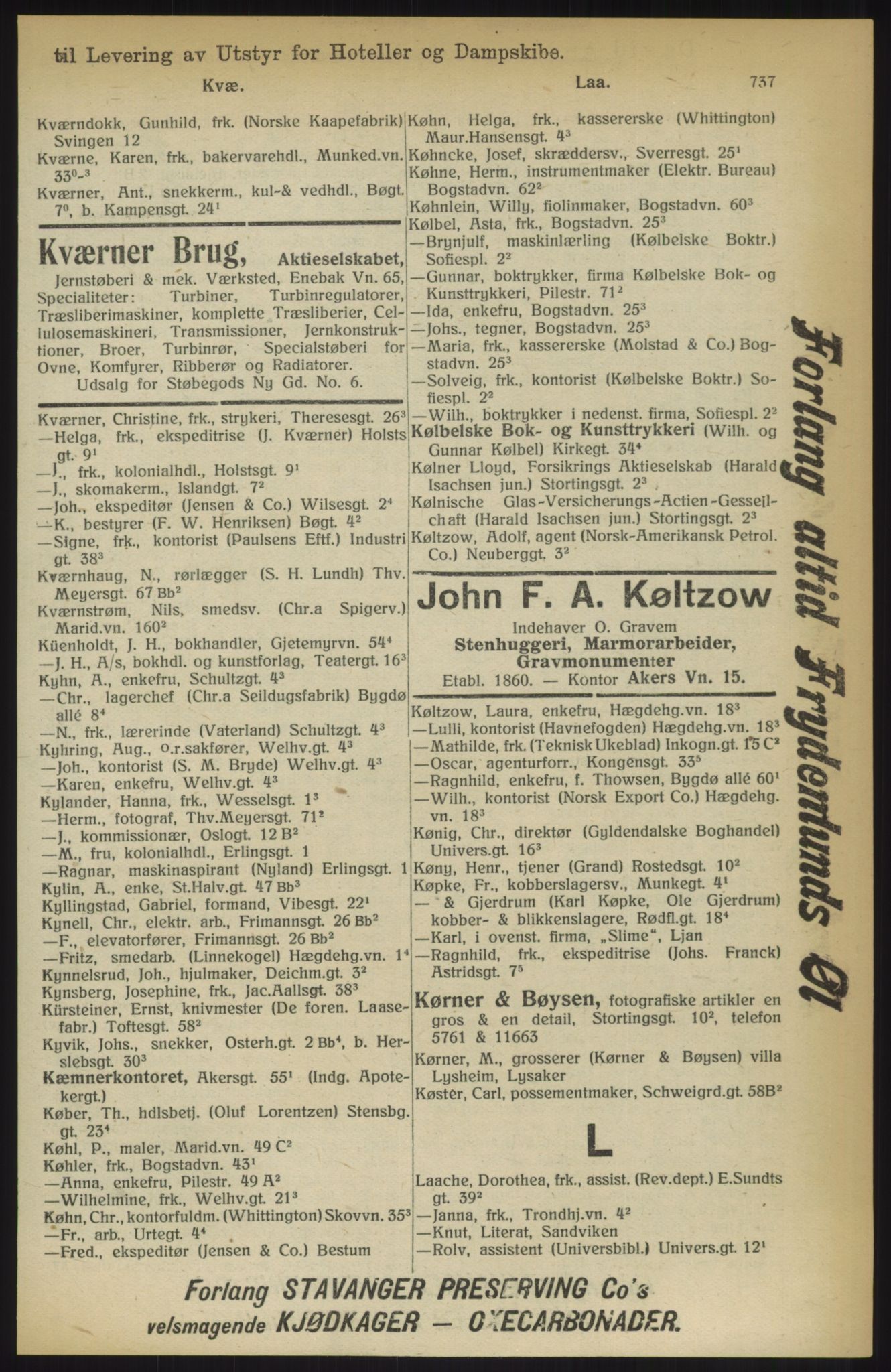Kristiania/Oslo adressebok, PUBL/-, 1914, p. 737