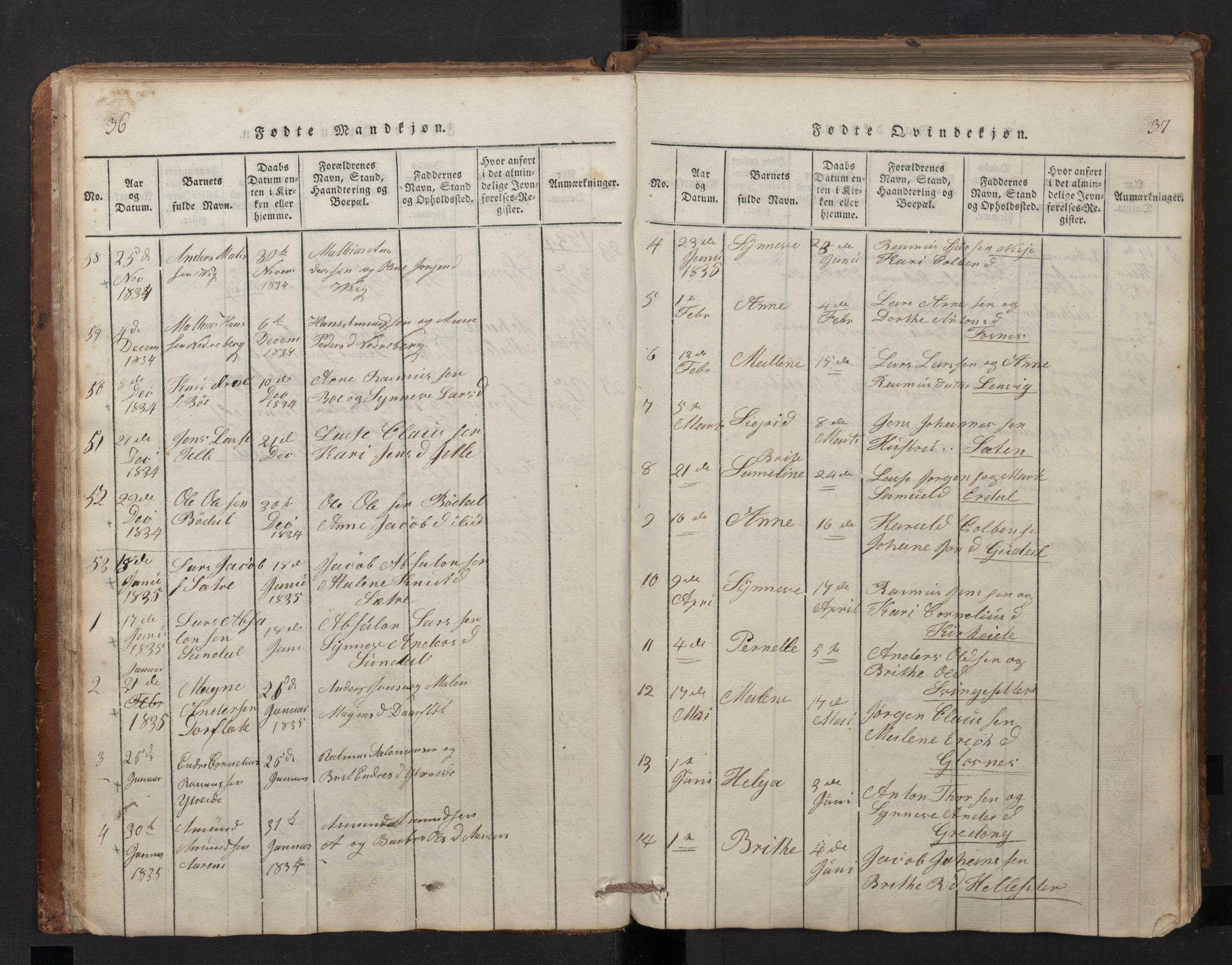 Stryn Sokneprestembete, AV/SAB-A-82501: Parish register (copy) no. A 1, 1816-1844, p. 36-37