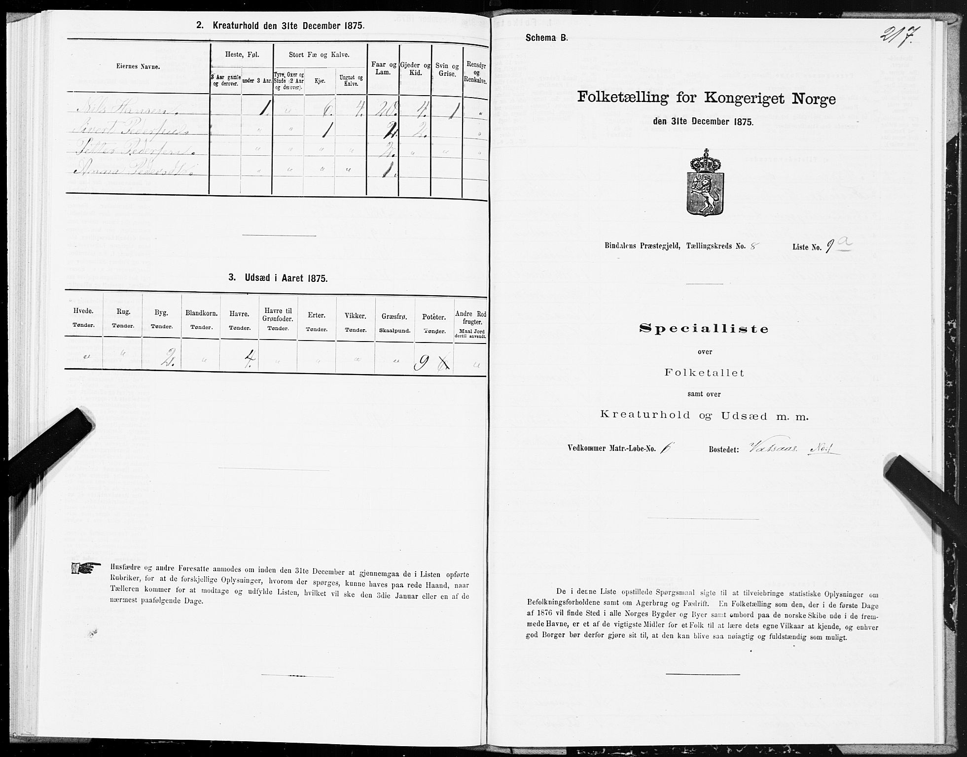 SAT, 1875 census for 1811P Bindal, 1875, p. 2217