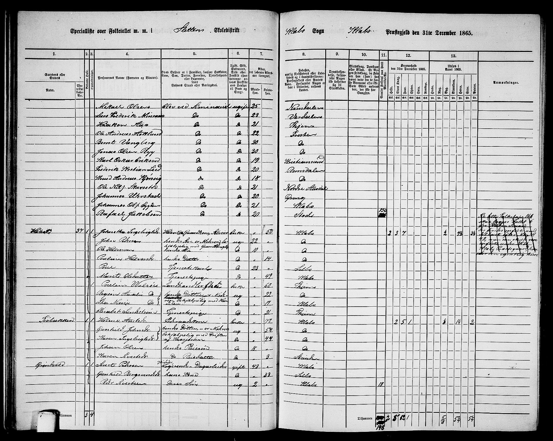 RA, 1865 census for Klæbu, 1865, p. 30