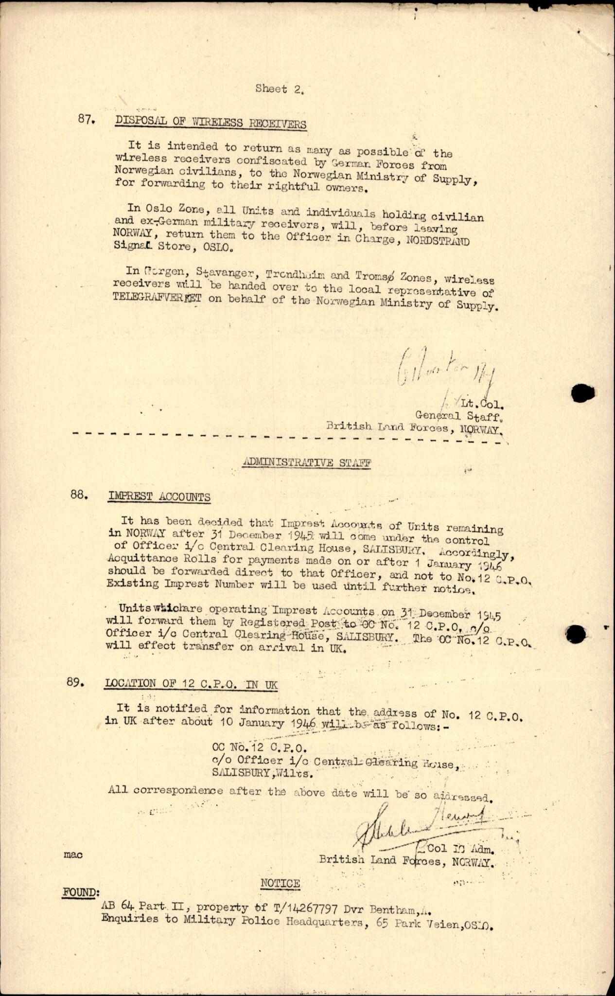 Forsvarets Overkommando. 2 kontor. Arkiv 11.4. Spredte tyske arkivsaker, AV/RA-RAFA-7031/D/Dar/Darc/L0017: FO.II, 1945, p. 539