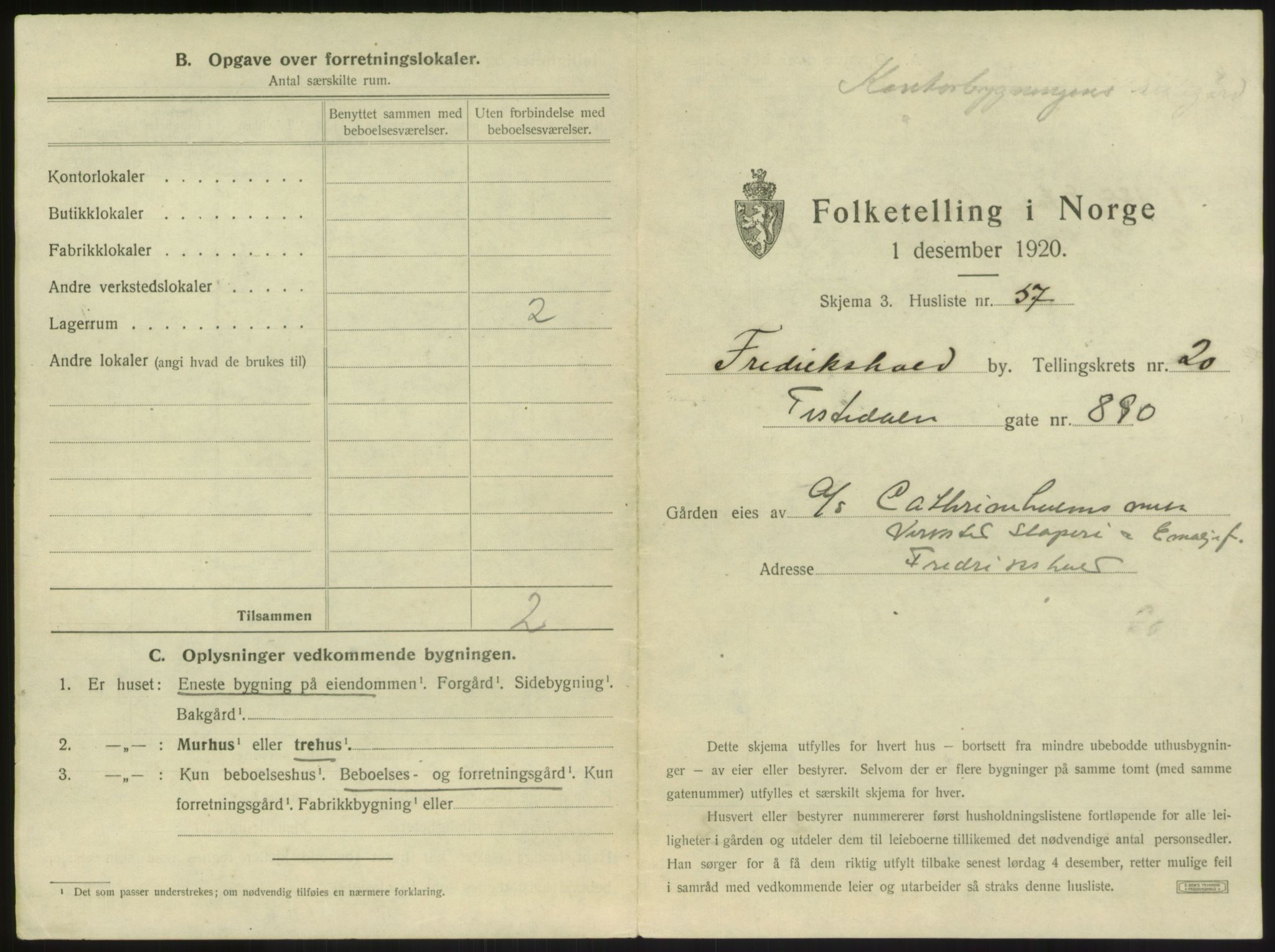 SAO, 1920 census for Fredrikshald, 1920, p. 2118