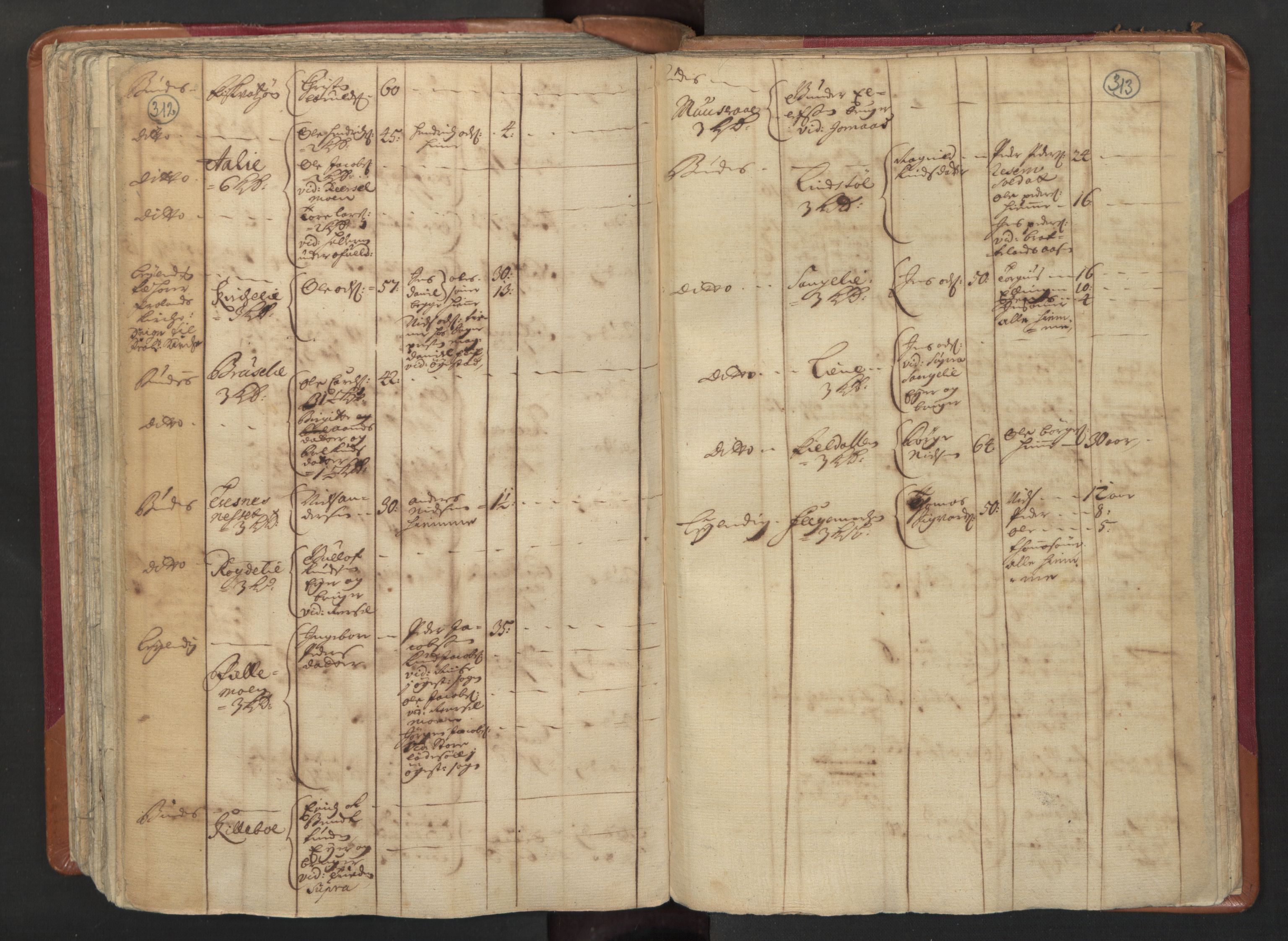 RA, Census (manntall) 1701, no. 3: Nedenes fogderi, 1701, p. 312-313