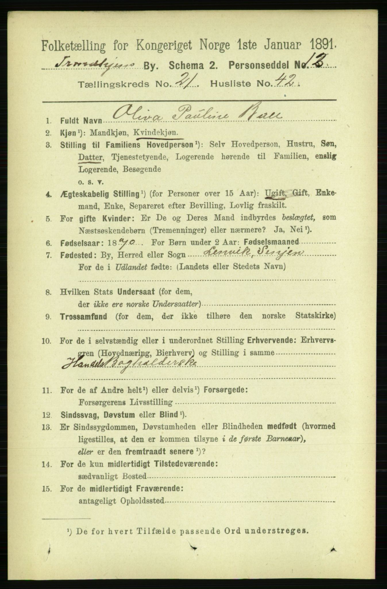 RA, 1891 census for 1601 Trondheim, 1891, p. 16525