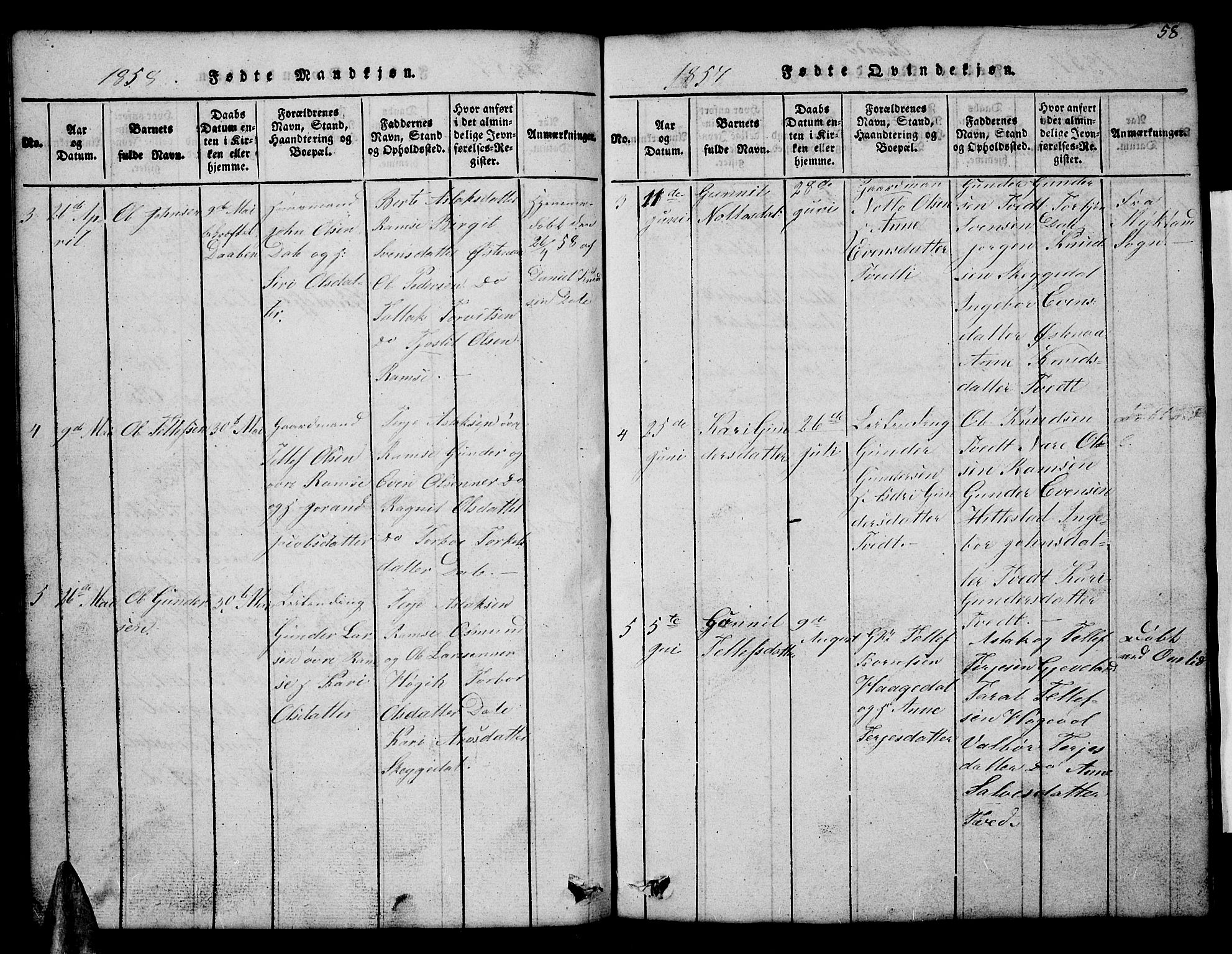 Åmli sokneprestkontor, AV/SAK-1111-0050/F/Fb/Fbb/L0001: Parish register (copy) no. B 1, 1816-1889, p. 58