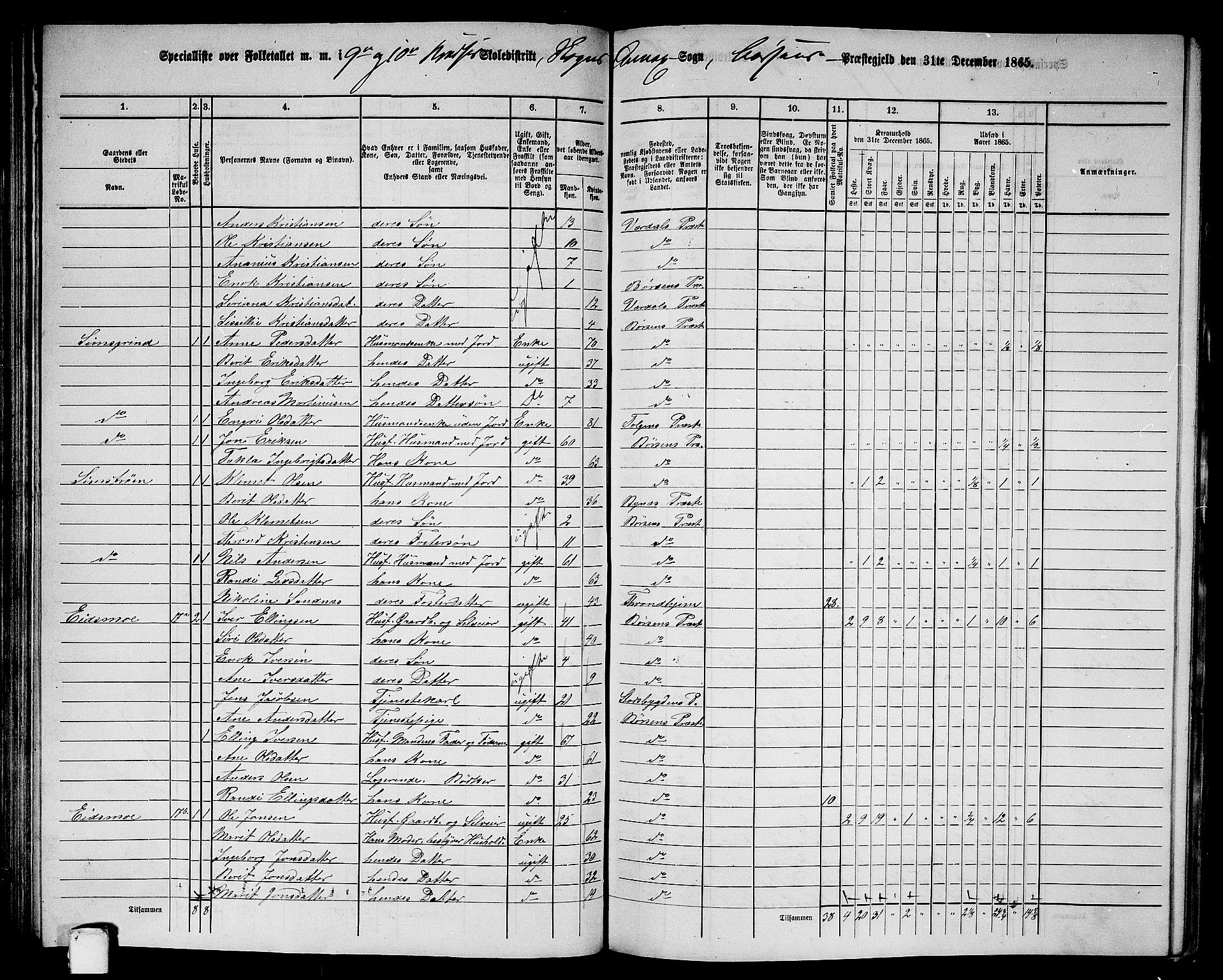 RA, 1865 census for Børsa, 1865, p. 105