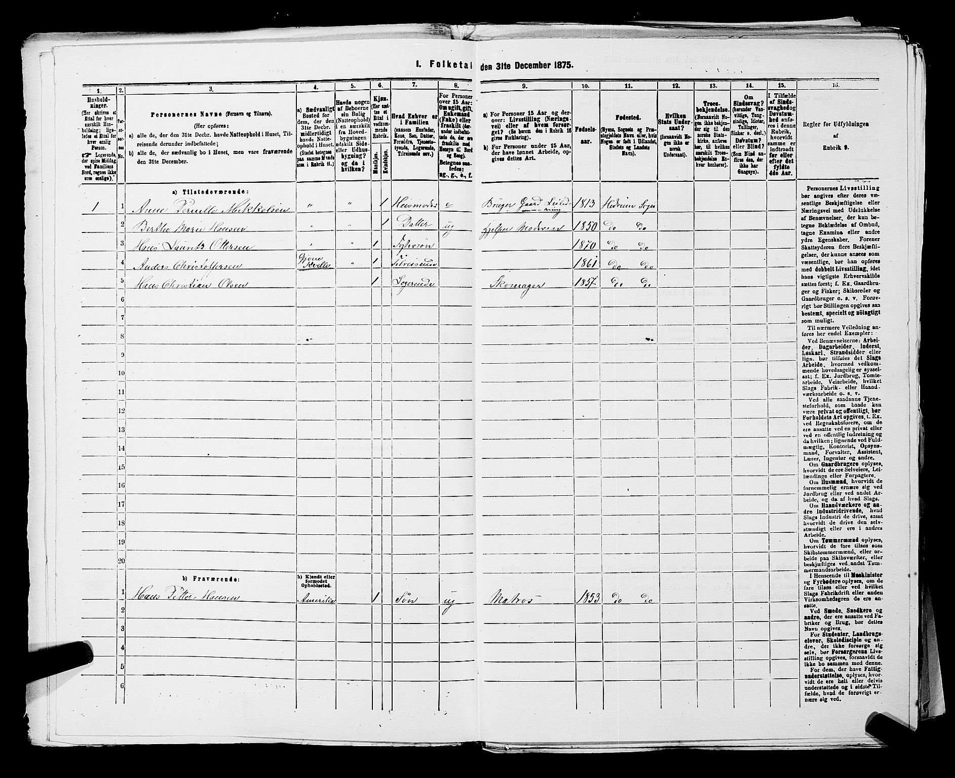 SAKO, 1875 census for 0727P Hedrum, 1875, p. 495